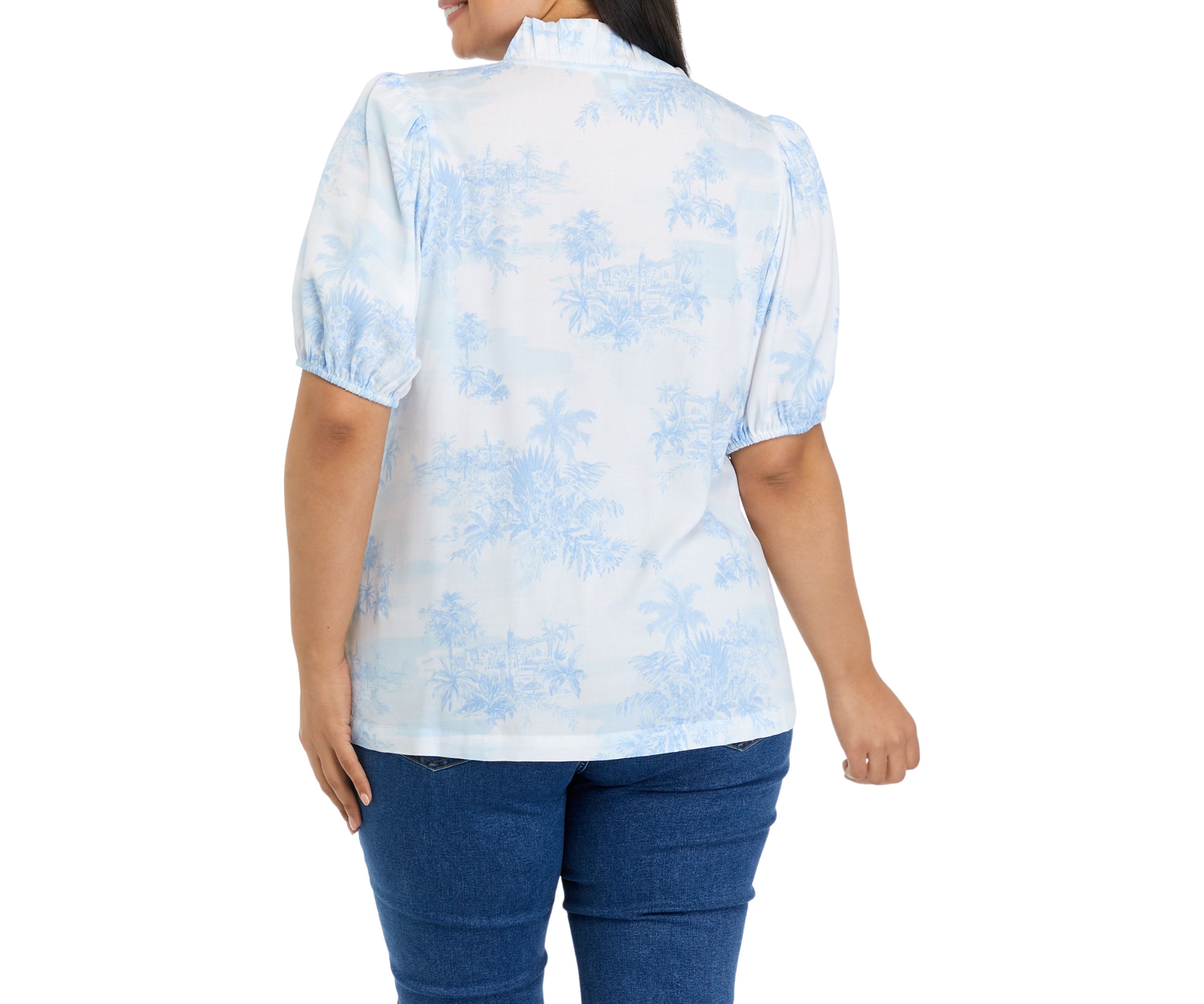Plus Size Printed Ruffle Top