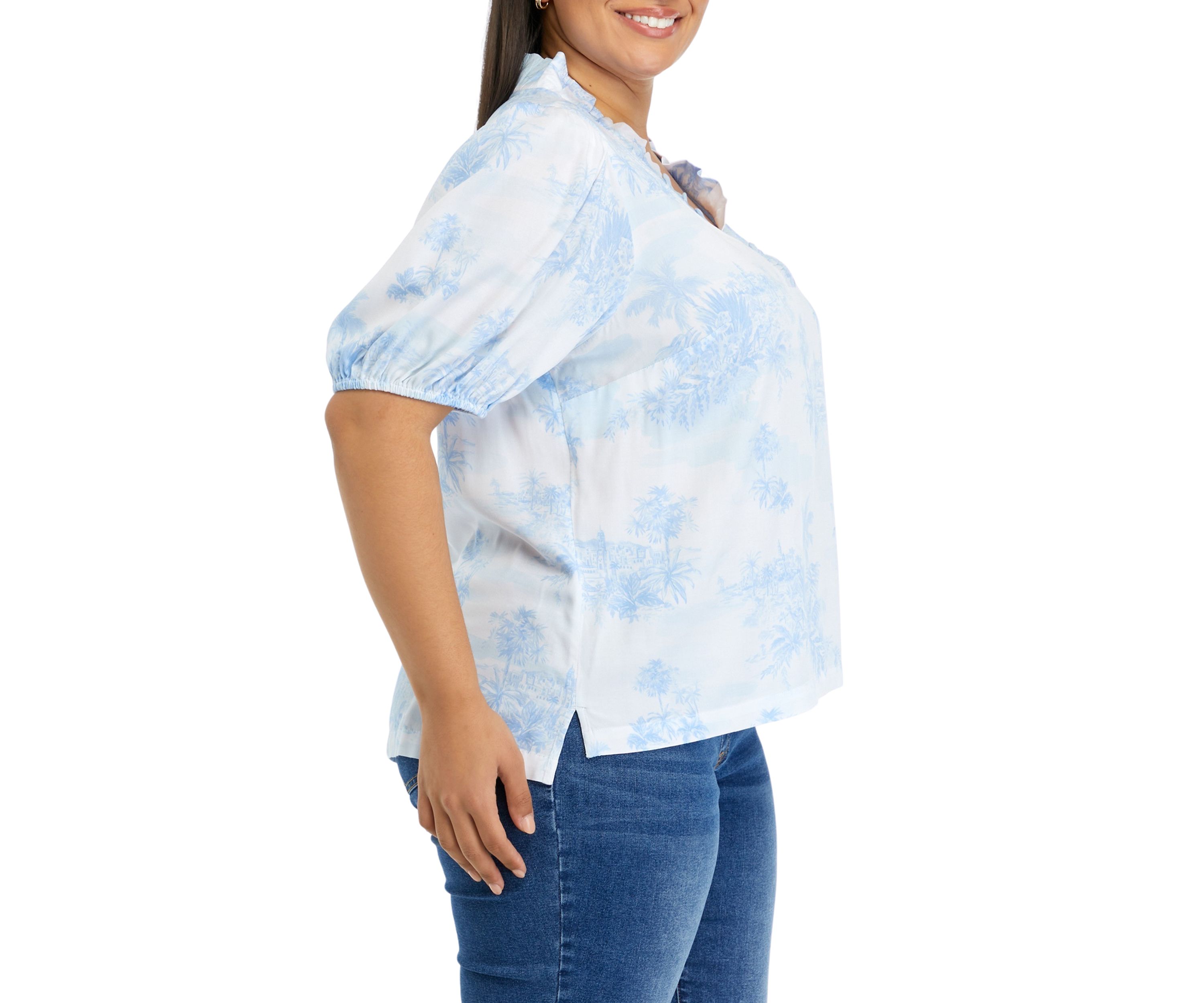 Plus Size Printed Ruffle Top