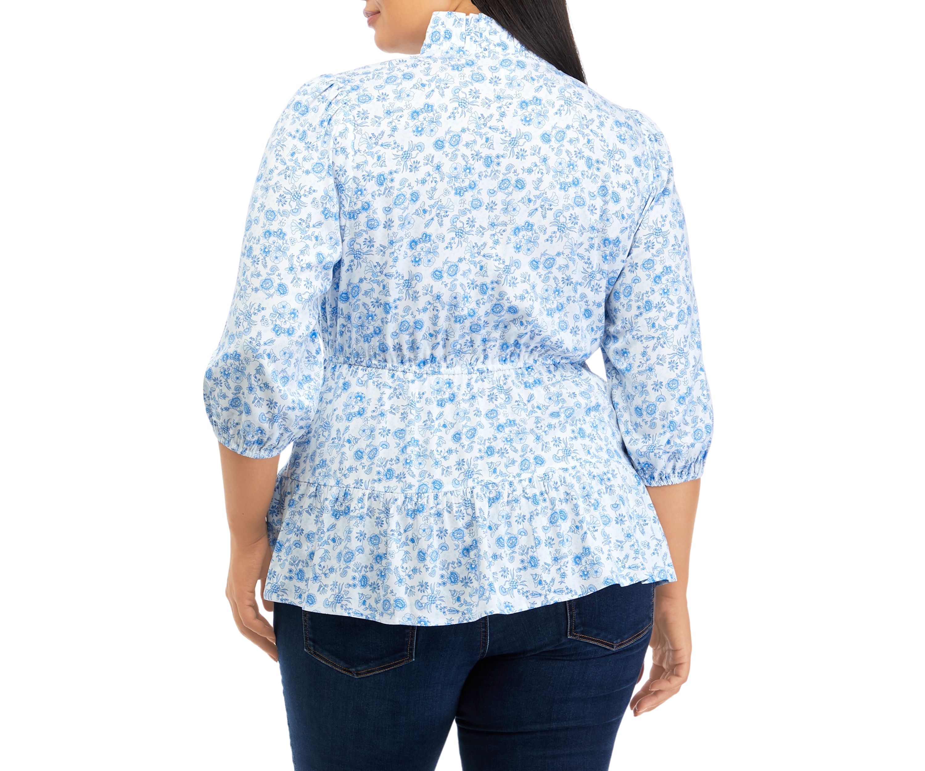 Plus Size Tiered Printed Ruffle Top 