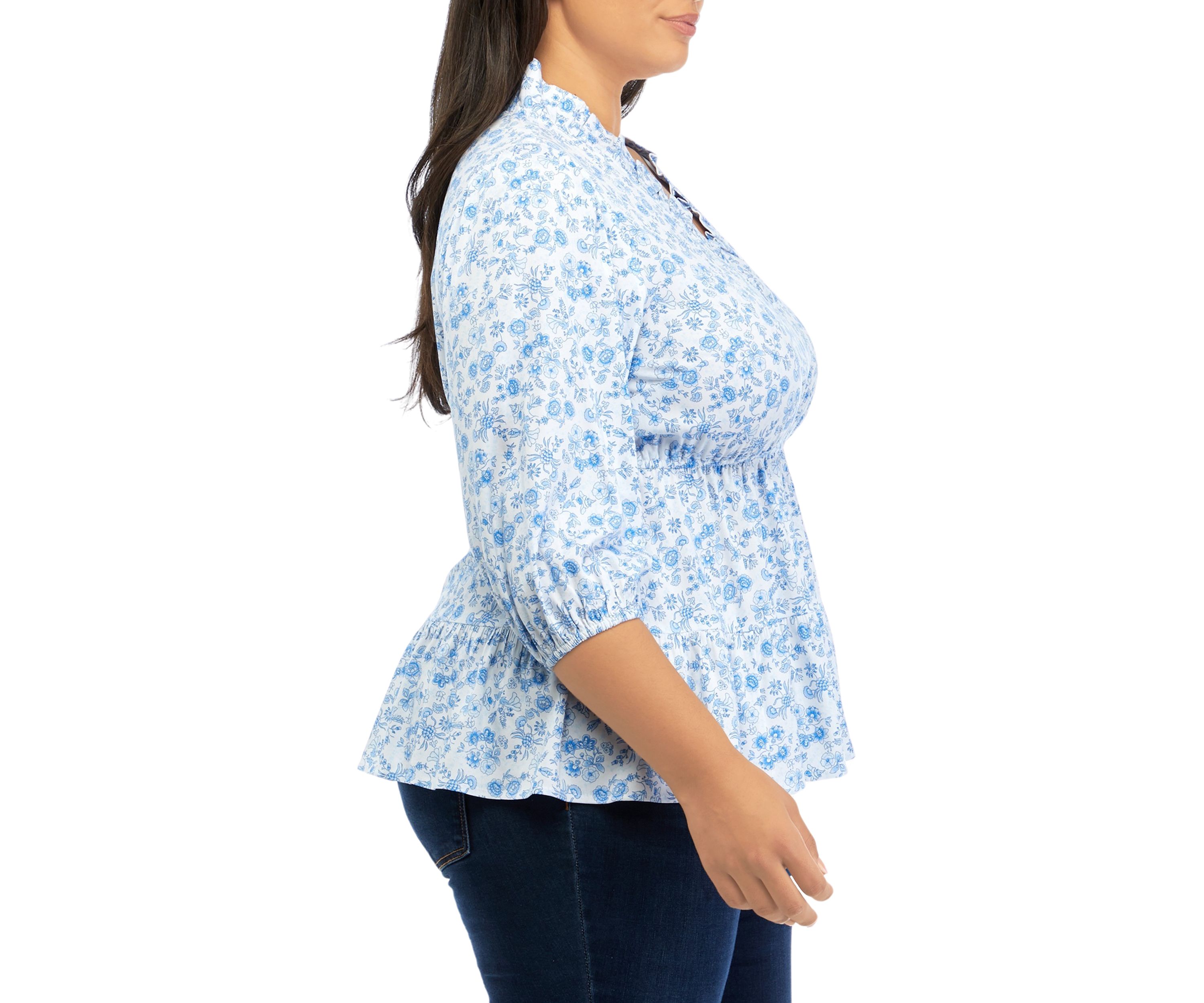 Plus Size Tiered Printed Ruffle Top 