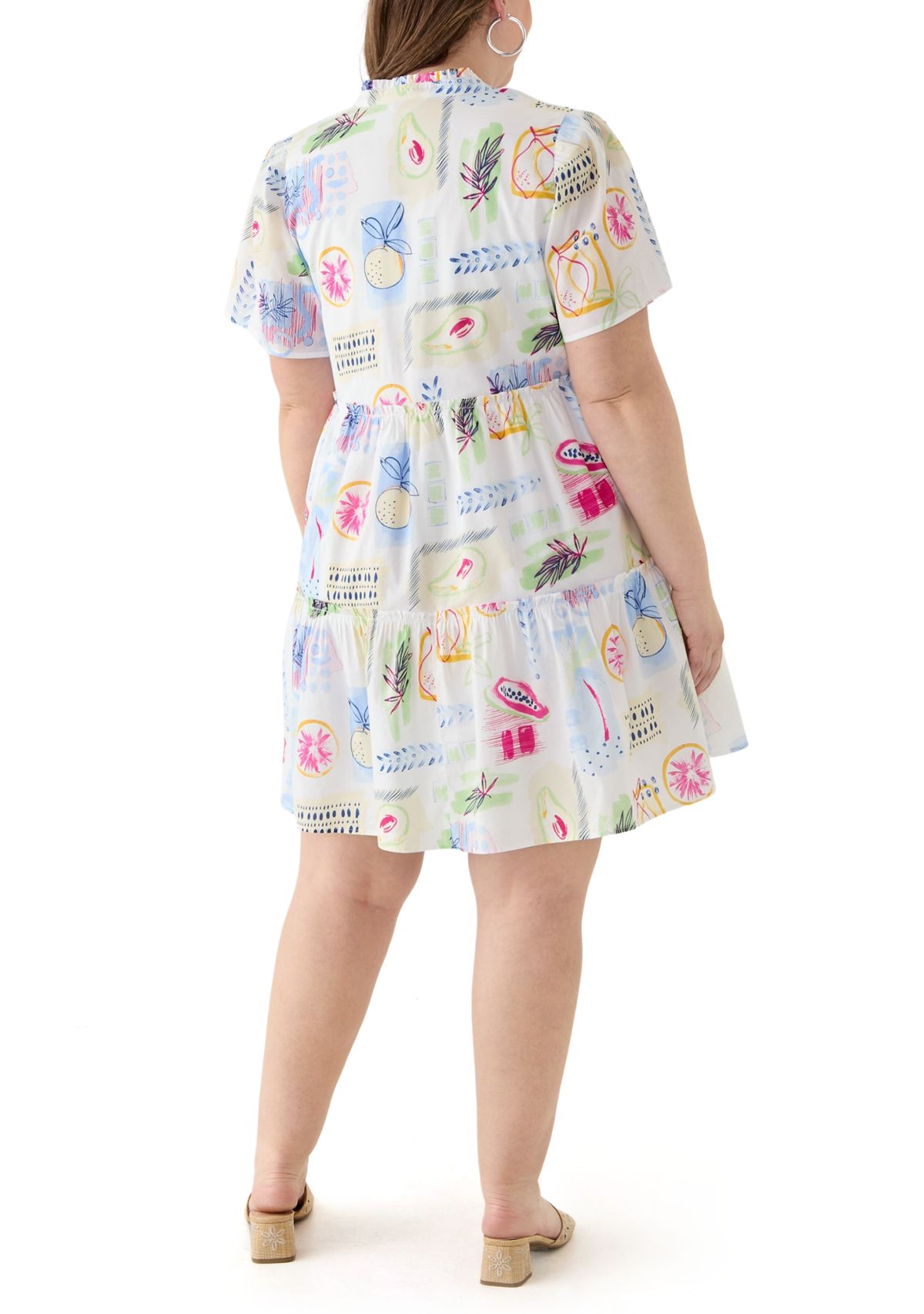Plus Size Printed Peasant Dress