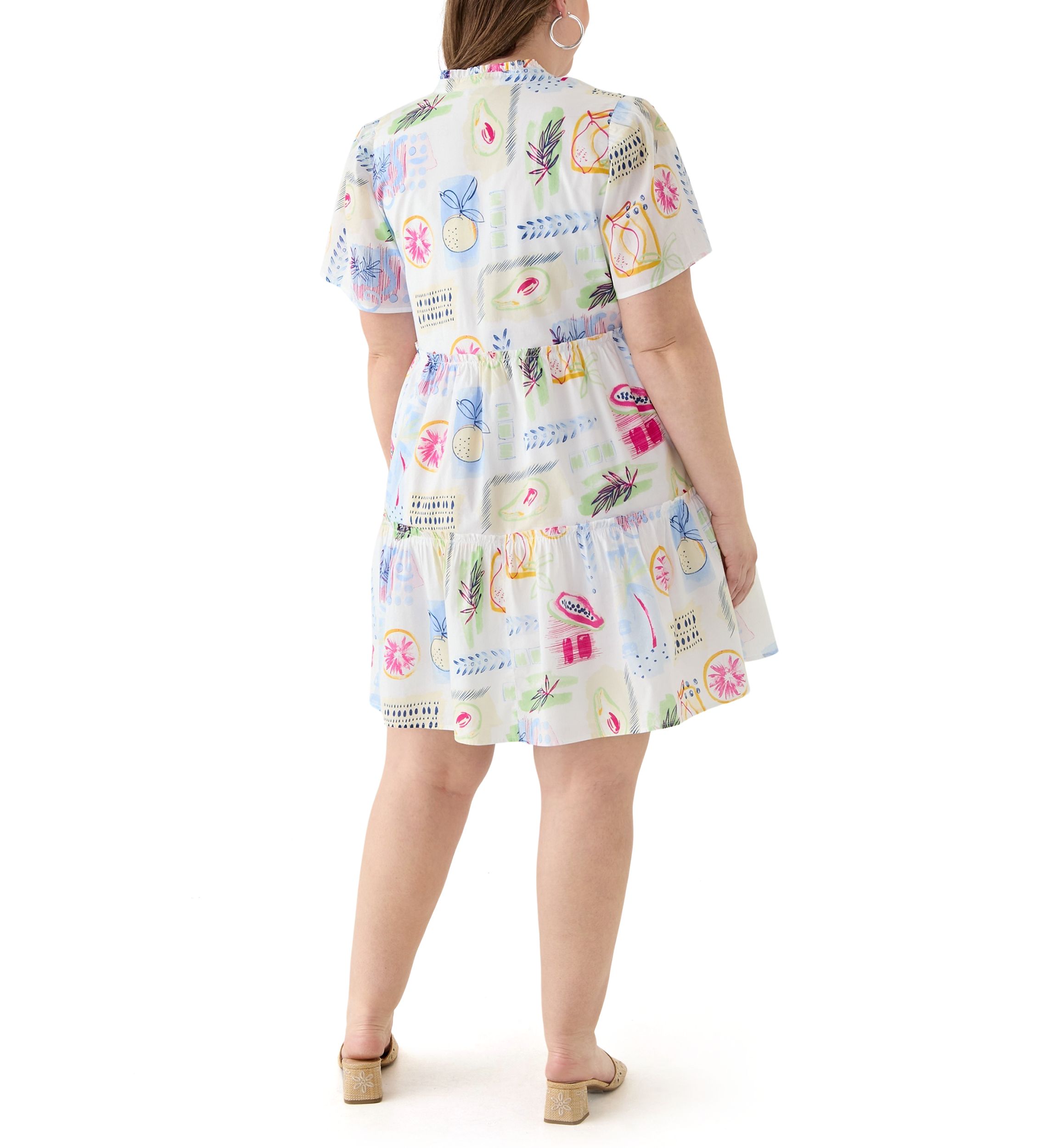 Plus Size Printed Peasant Dress