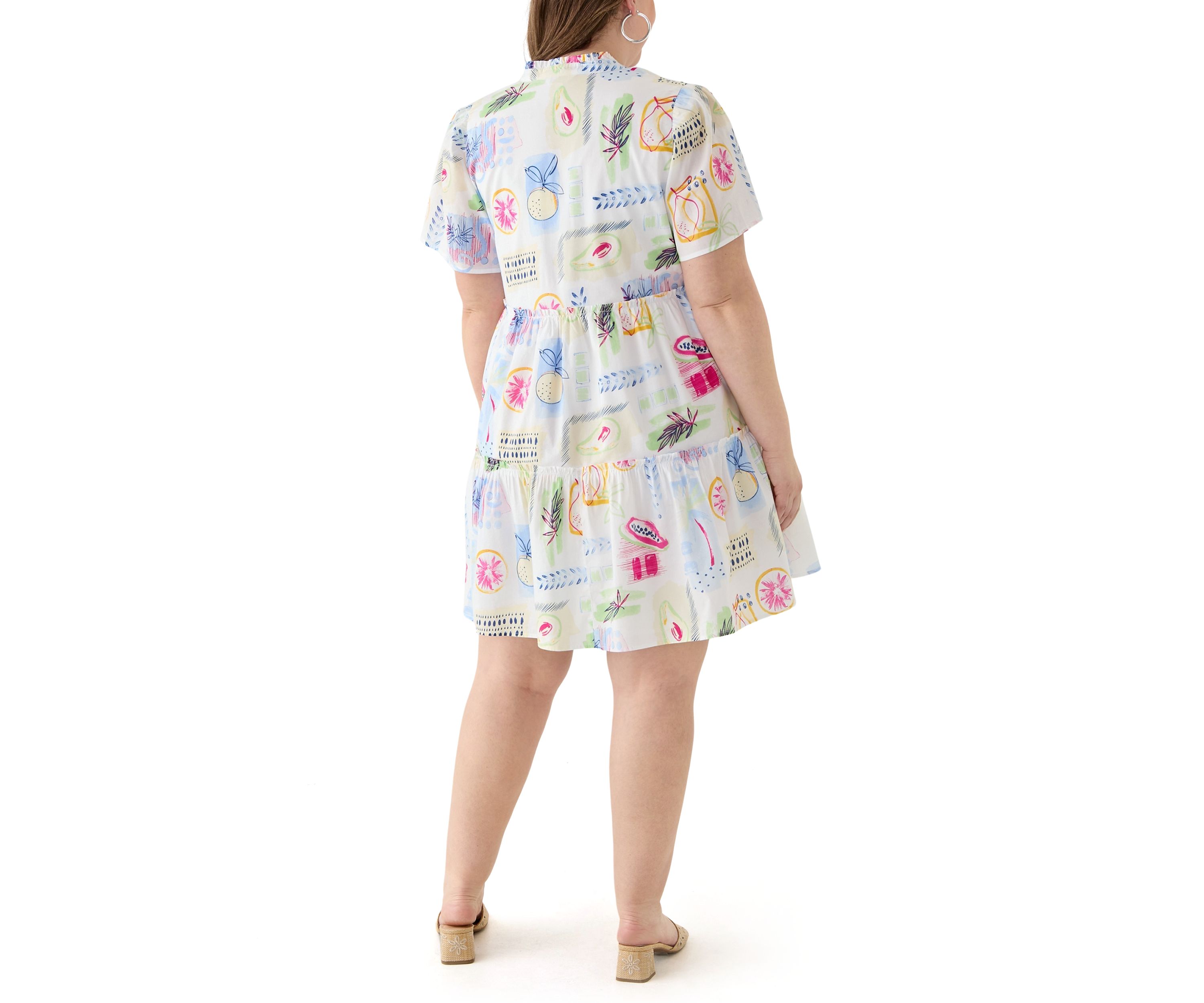 Plus Size Printed Peasant Dress