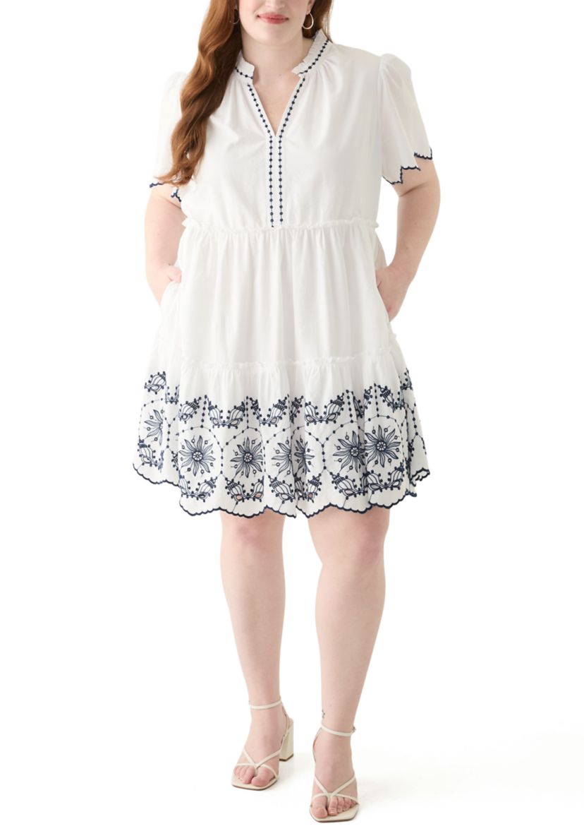 Plus Size Puff Sleeve Peasant Dress