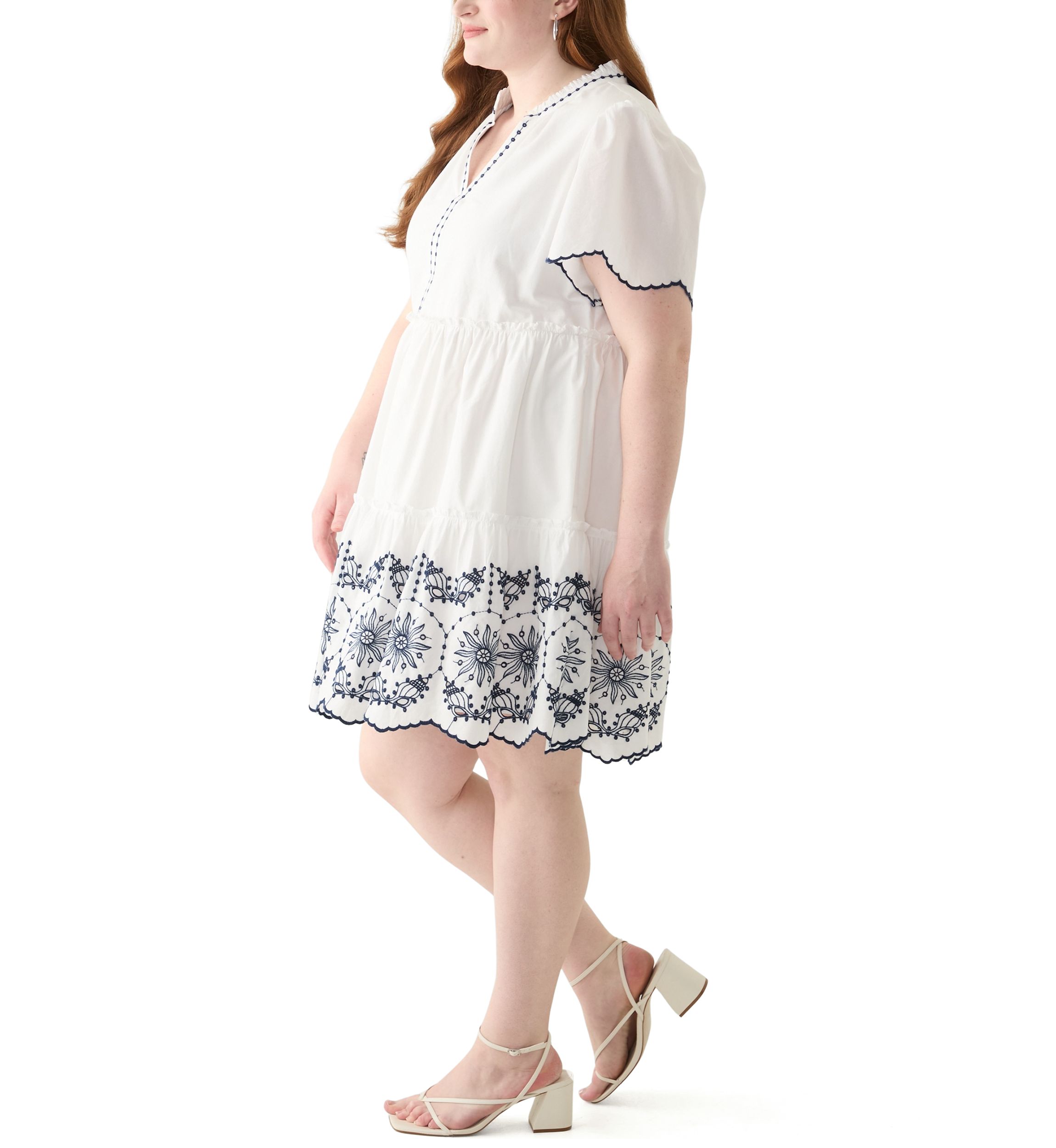 Plus Size Puff Sleeve Peasant Dress