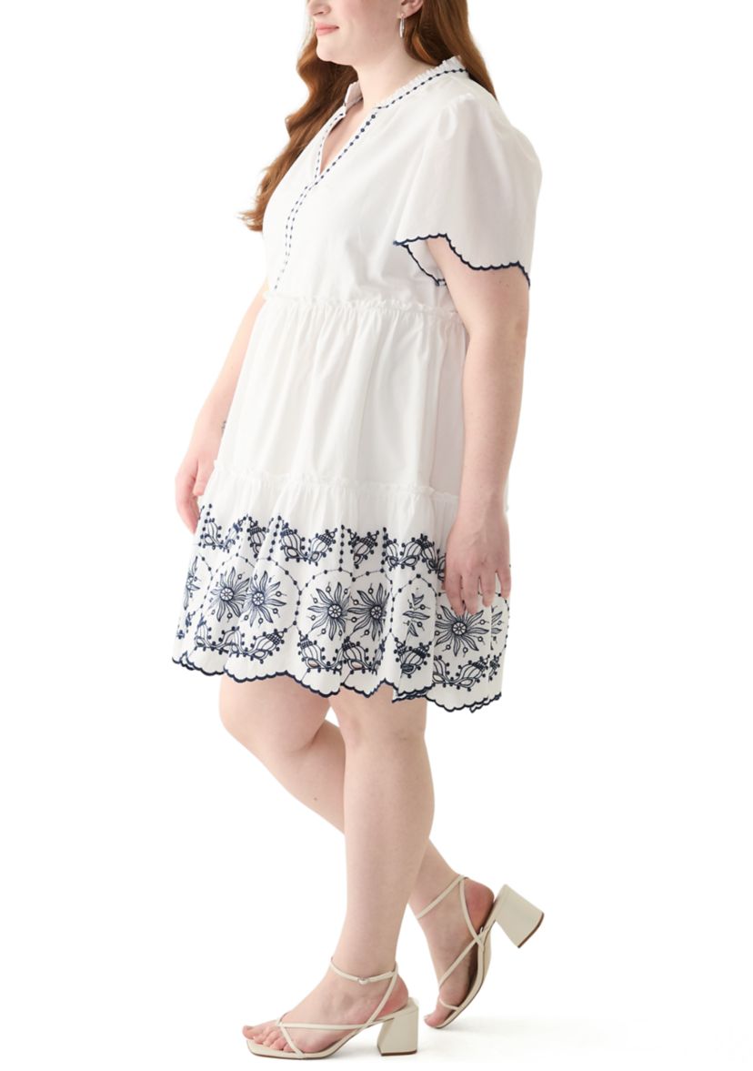 Plus Size Puff Sleeve Peasant Dress