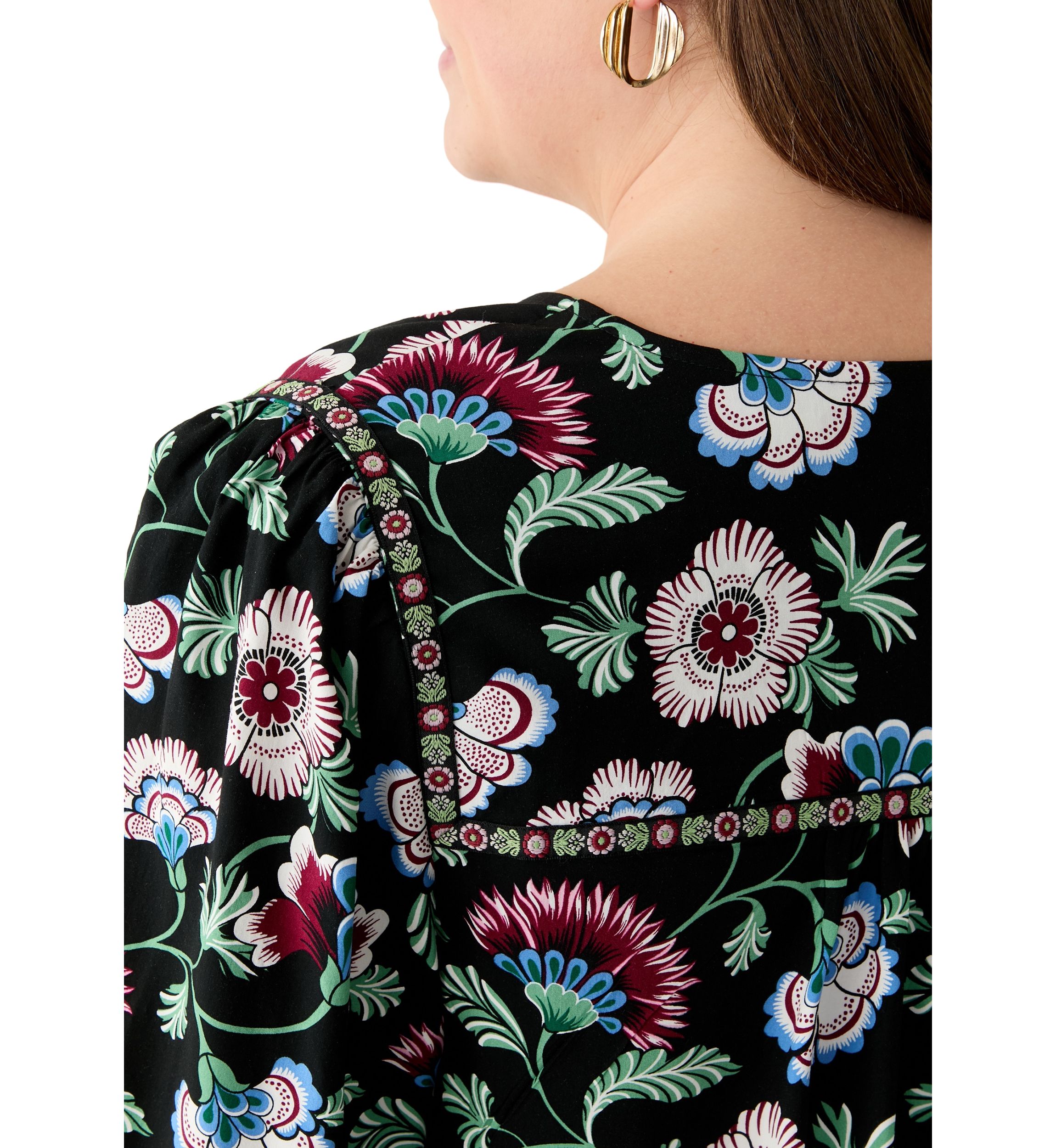 Plus Size 3/4 Sleeve Split Neck Top