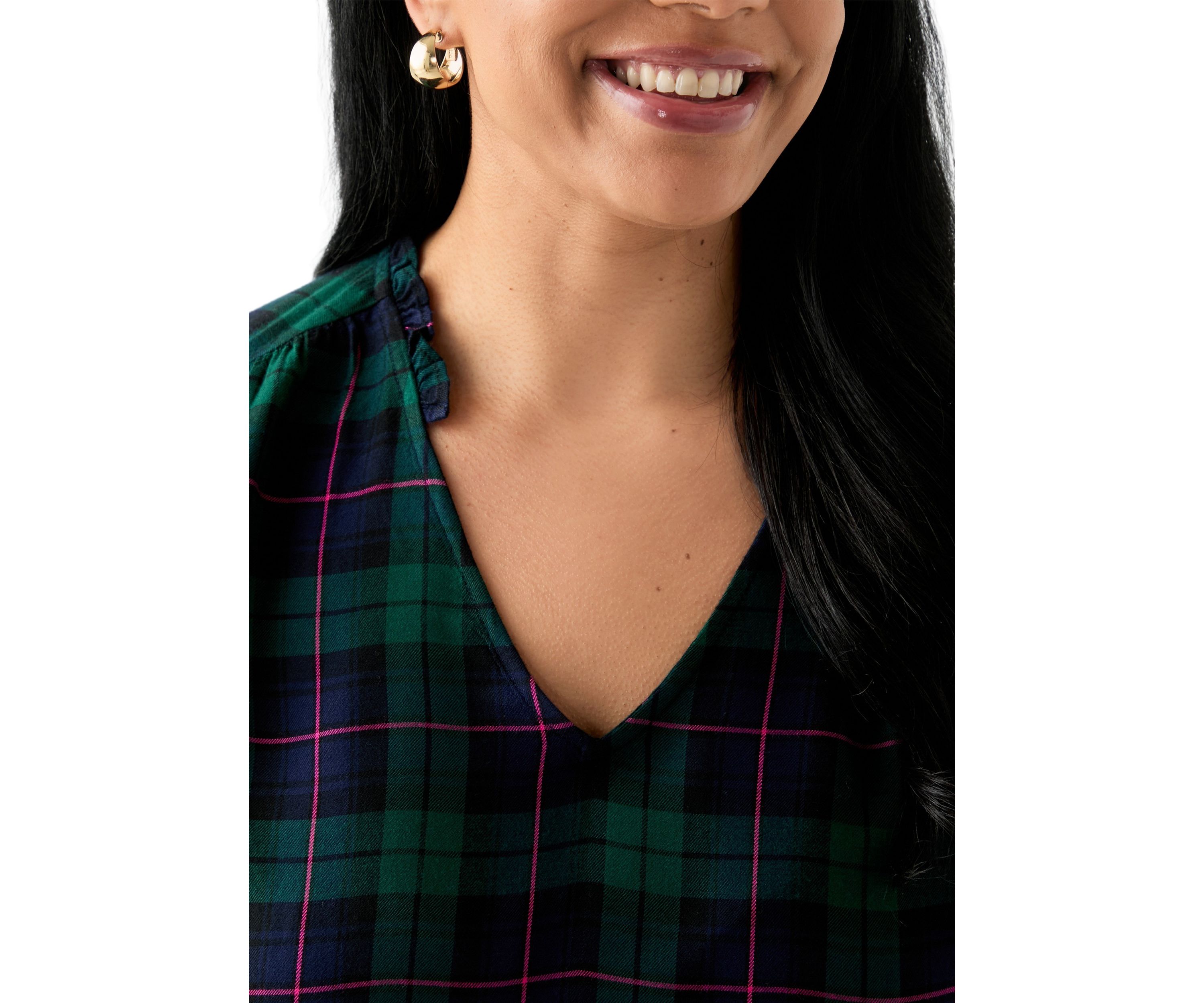Plus Size Three-Quarter Sleeve Shirred Shoulder Shirt