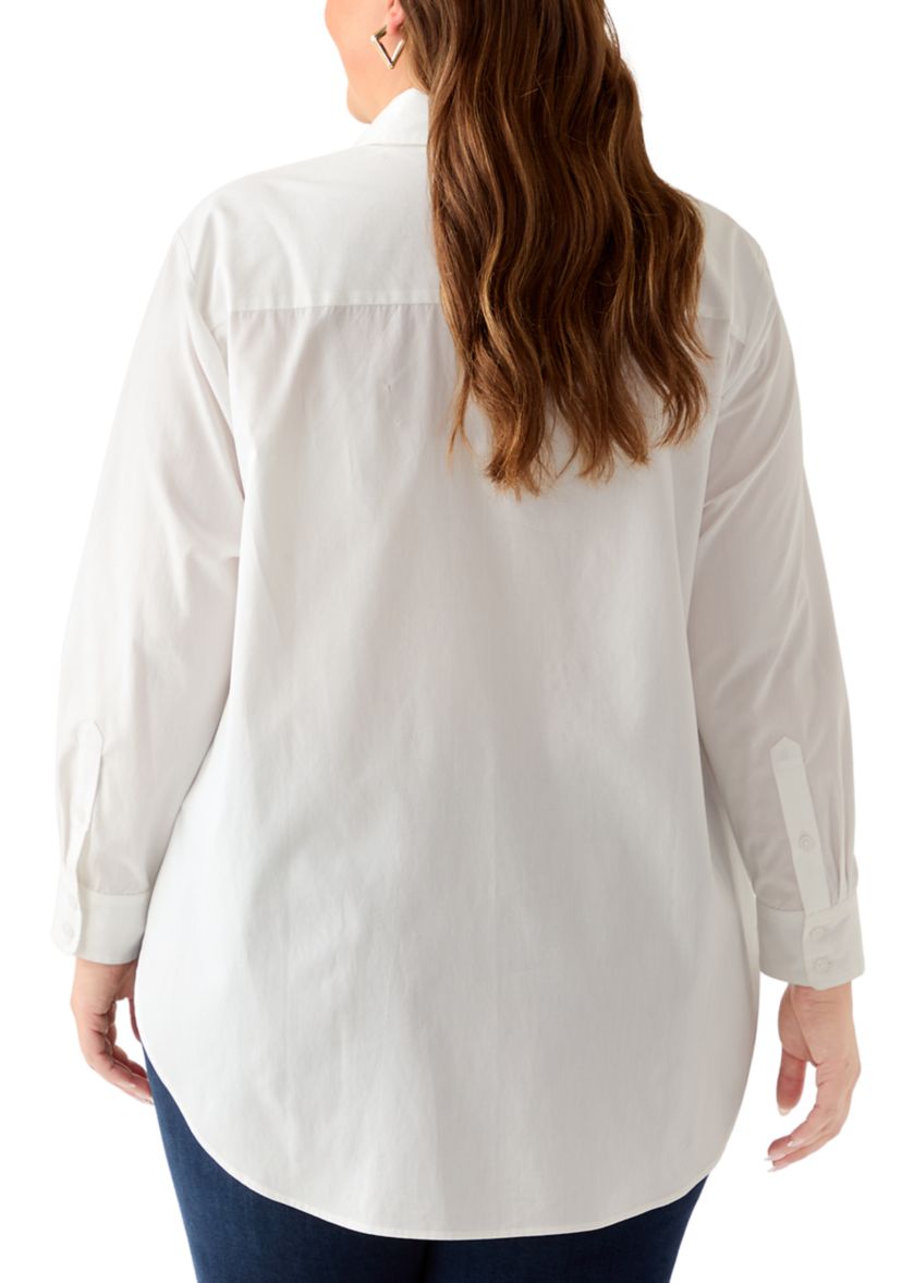 Plus Size Embellished Button Front Top