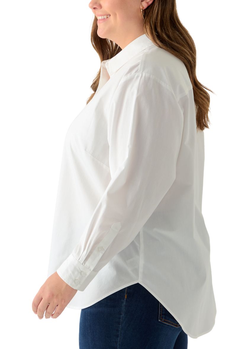 Plus Size Embellished Button Front Top