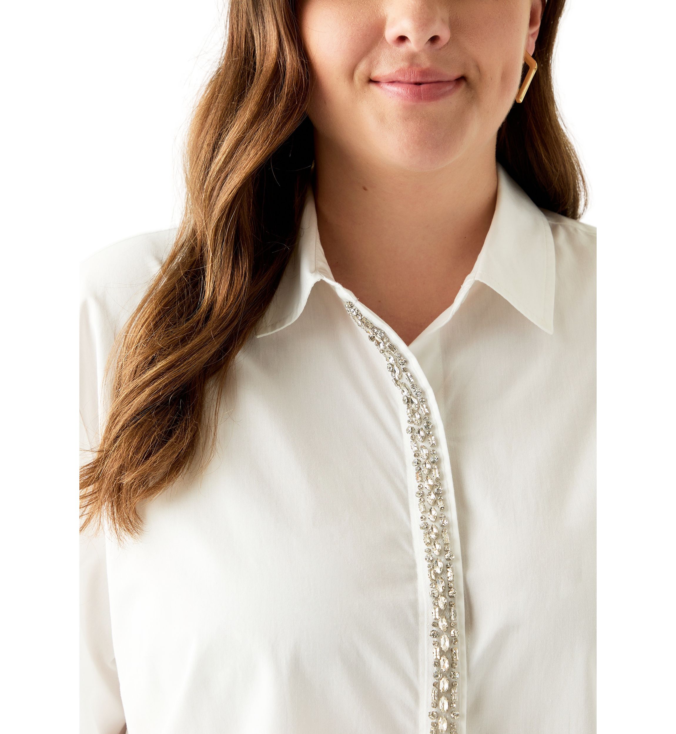 Plus Size Embellished Button Front Top