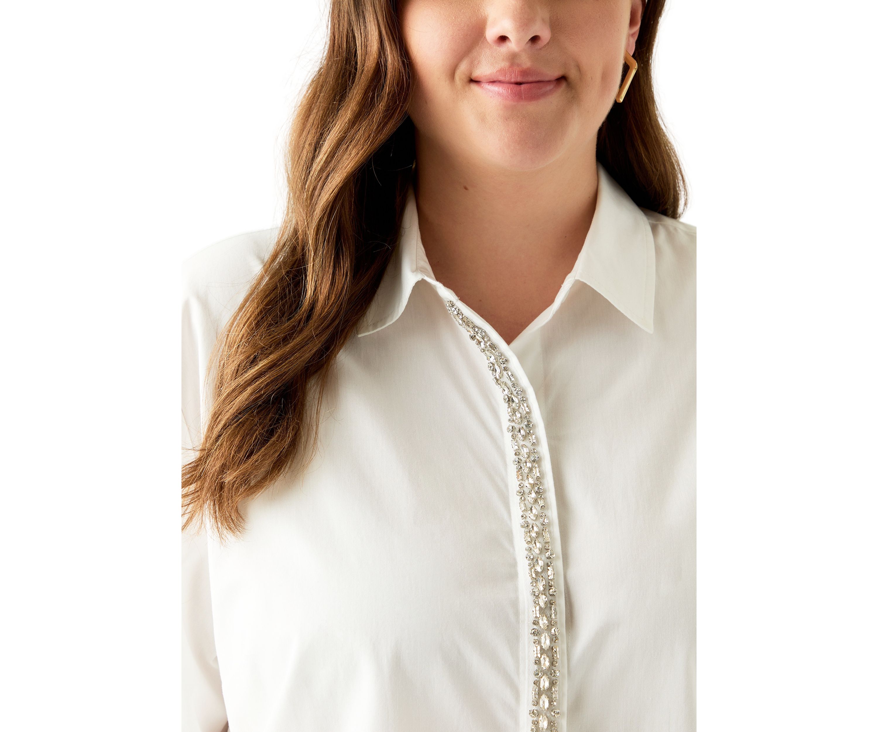 Plus Size Embellished Button Front Top