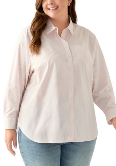Plus Size Tunic Button Up Shirt