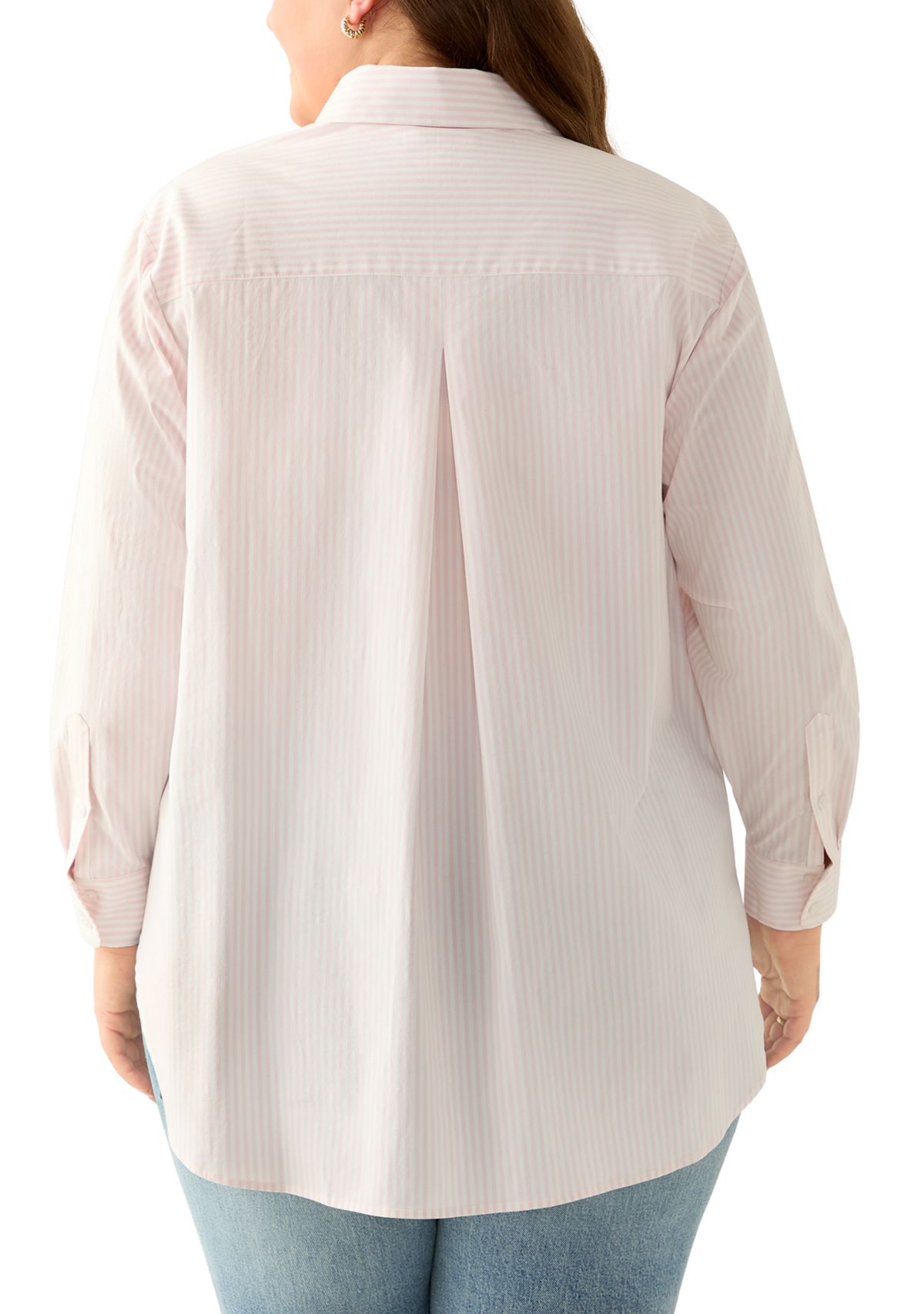 Plus Size Tunic Button Up Shirt