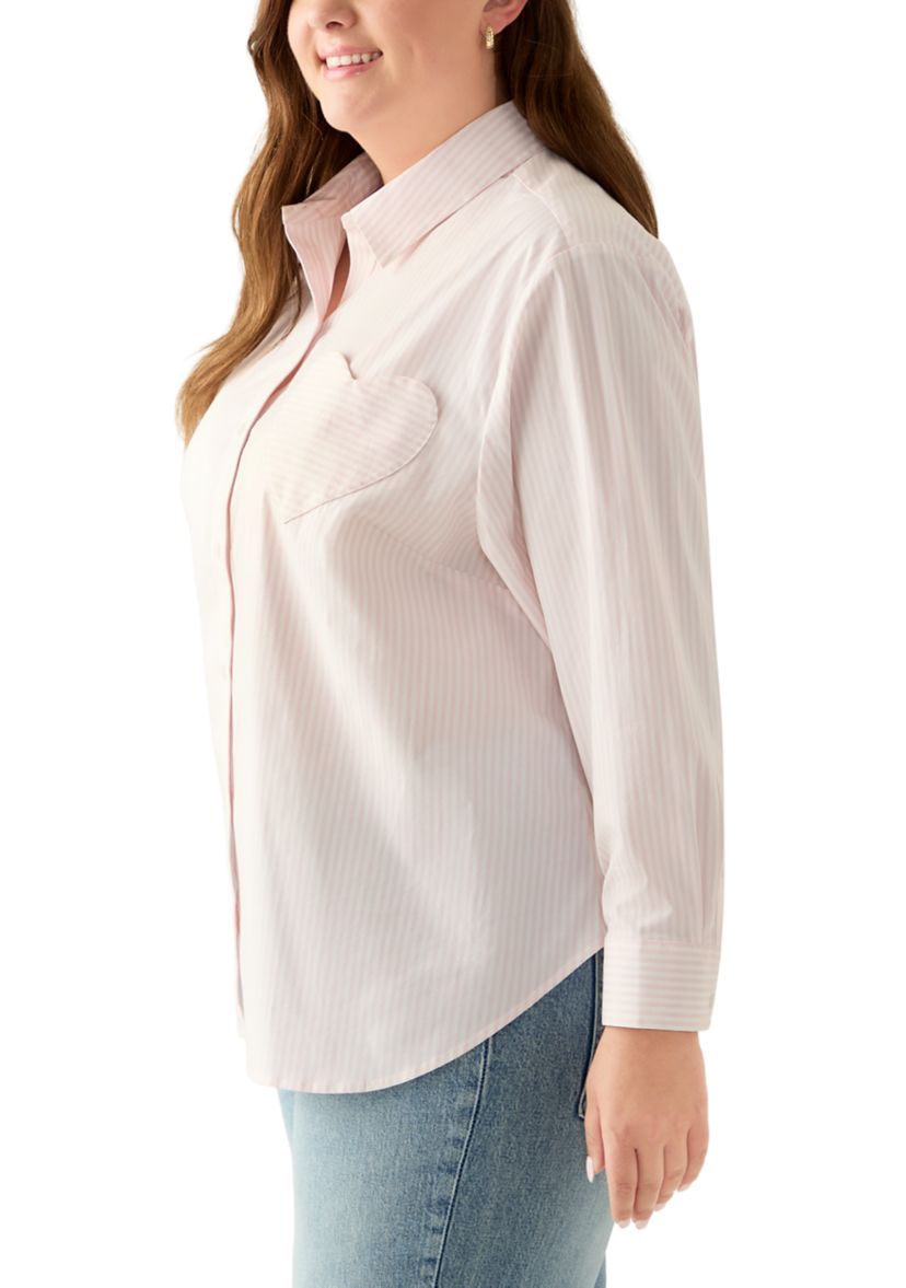 Plus Size Tunic Button Up Shirt