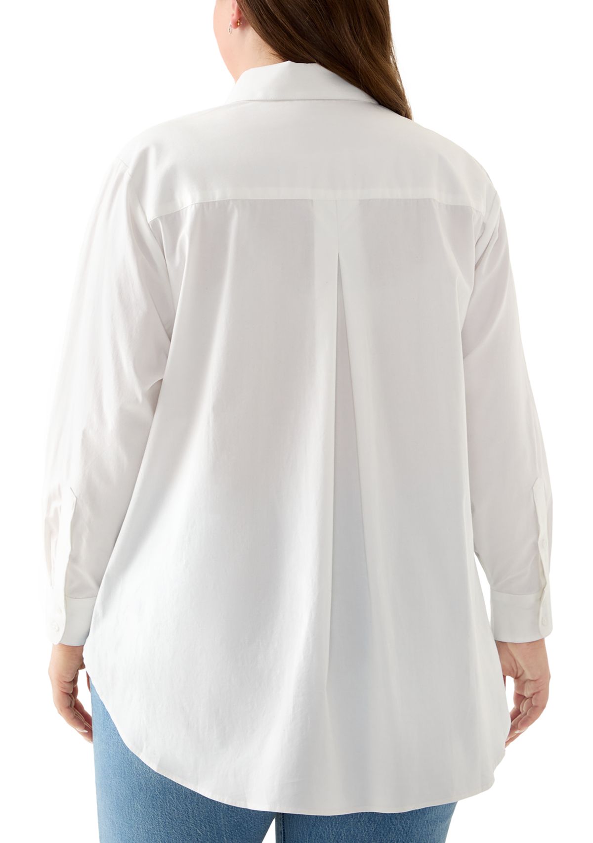 Plus Size Long Sleeve Heart Tunic Button-Up Shirt