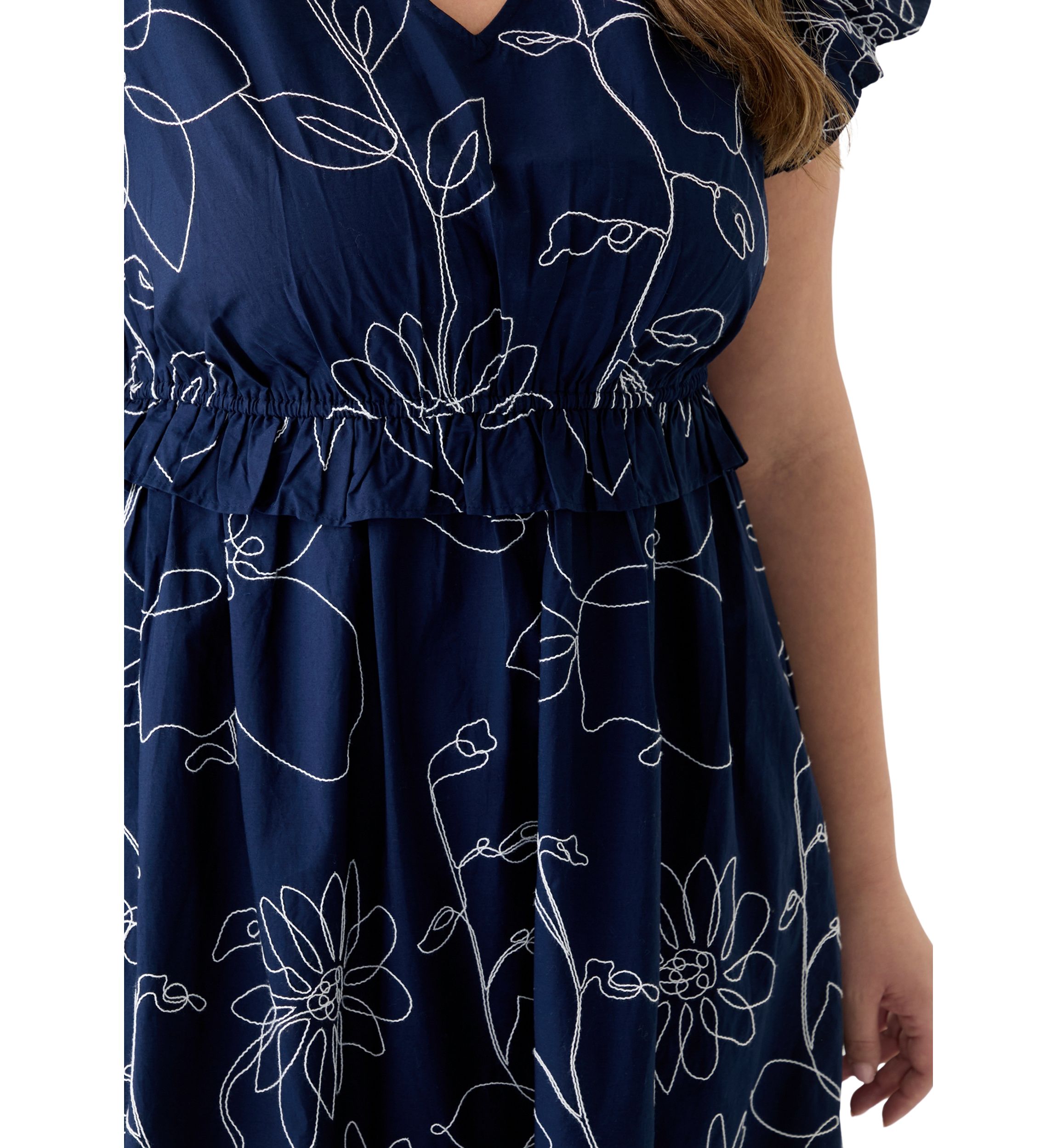 Plus Size Flutter Sleeve V-Neck Dress