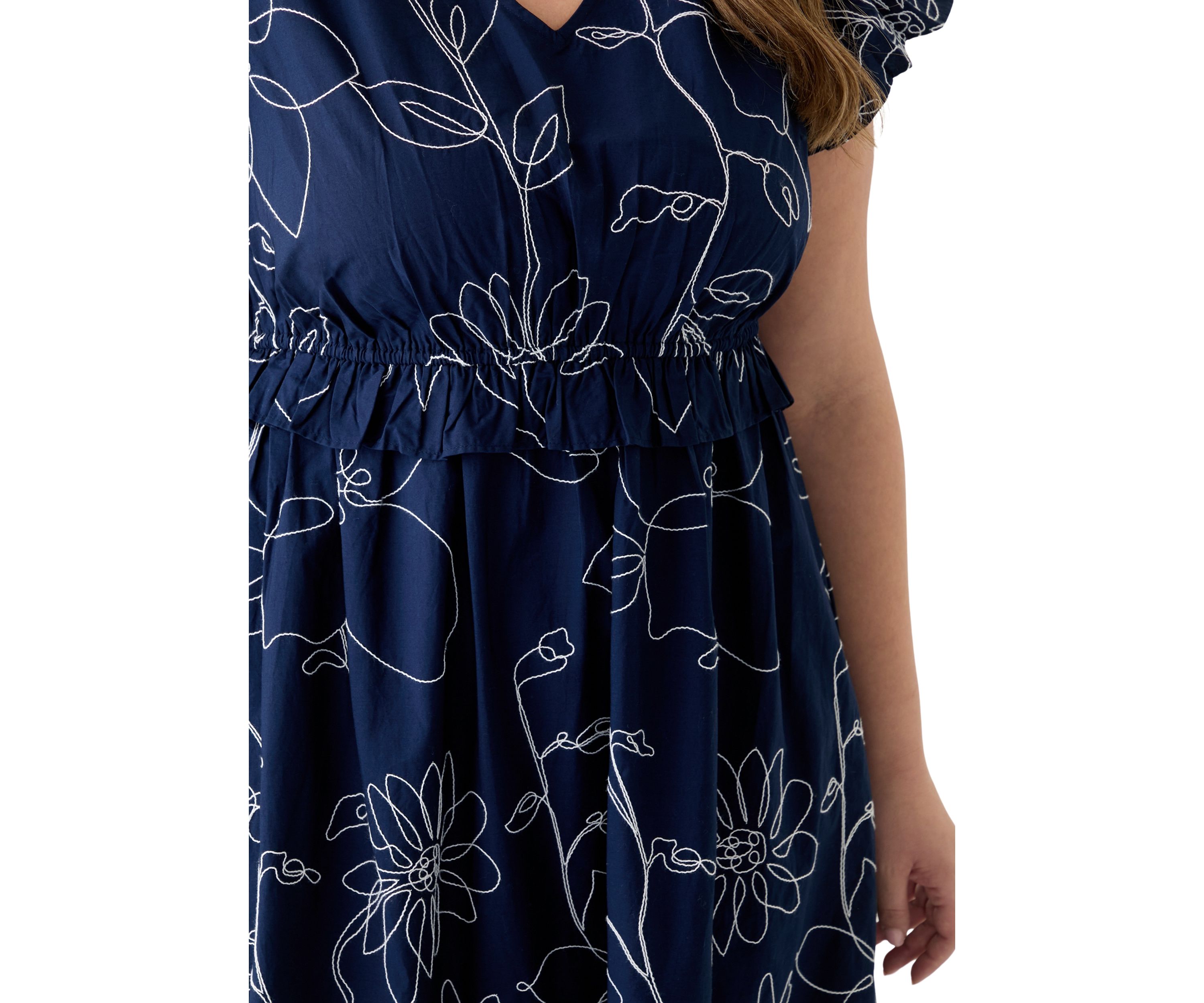 Plus Size Flutter Sleeve V-Neck Dress
