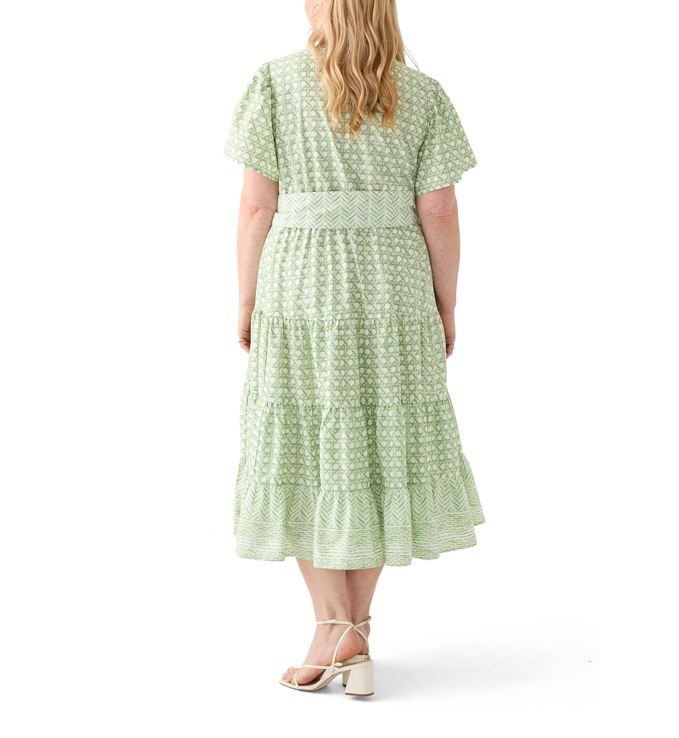 Plus Size Short Sleeve Belted Midi Dress
