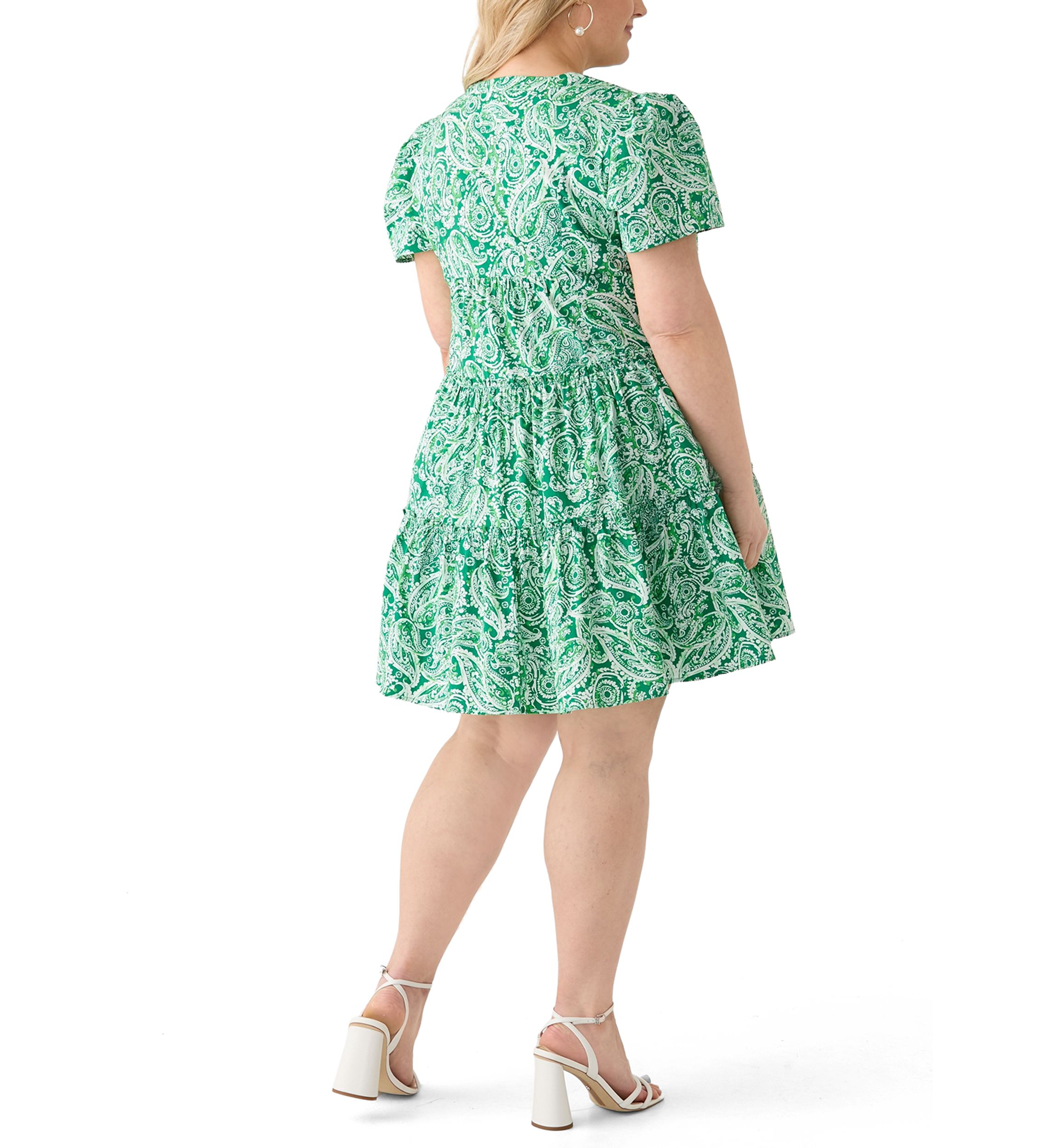 Plus Size Tired Printed Fit and Flare Mini Dress