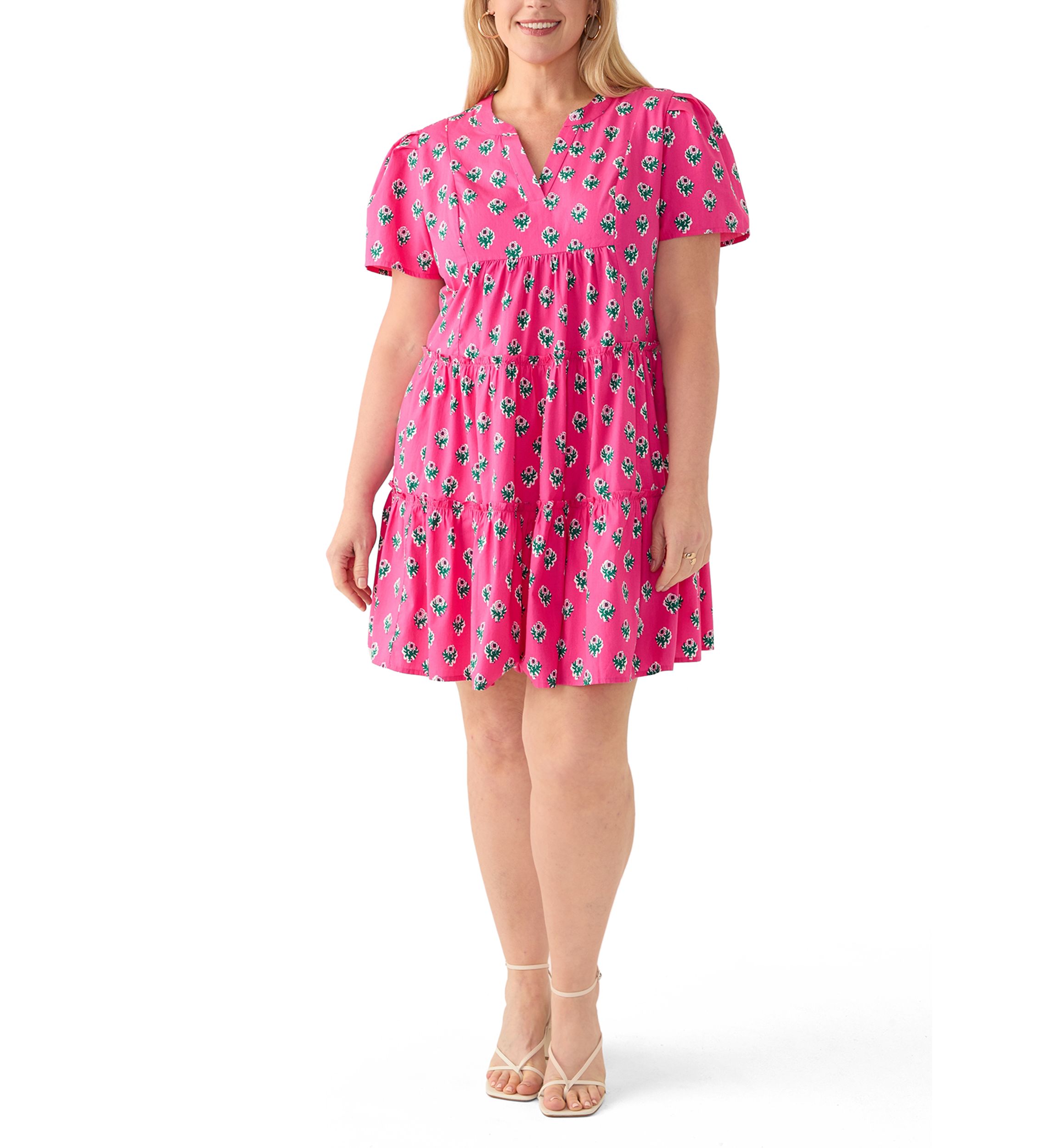 Plus Size Short Sleeve Tiered Dress 