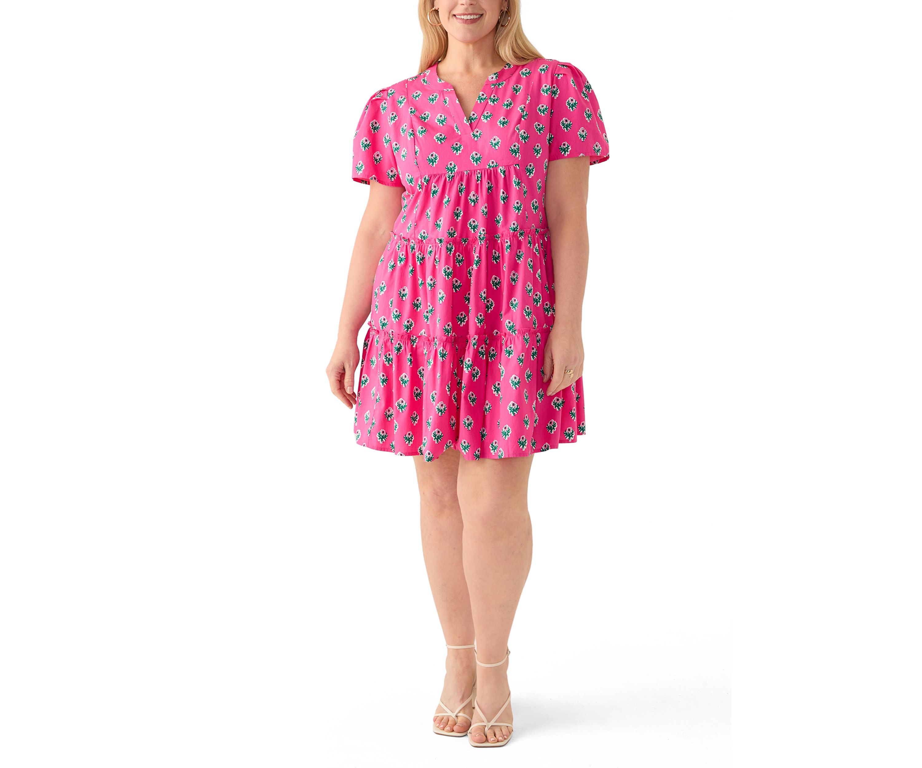 Plus Size Short Sleeve Tiered Dress 