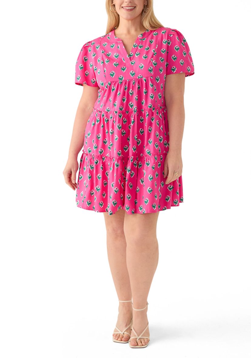 Plus Size Short Sleeve Tiered Dress 