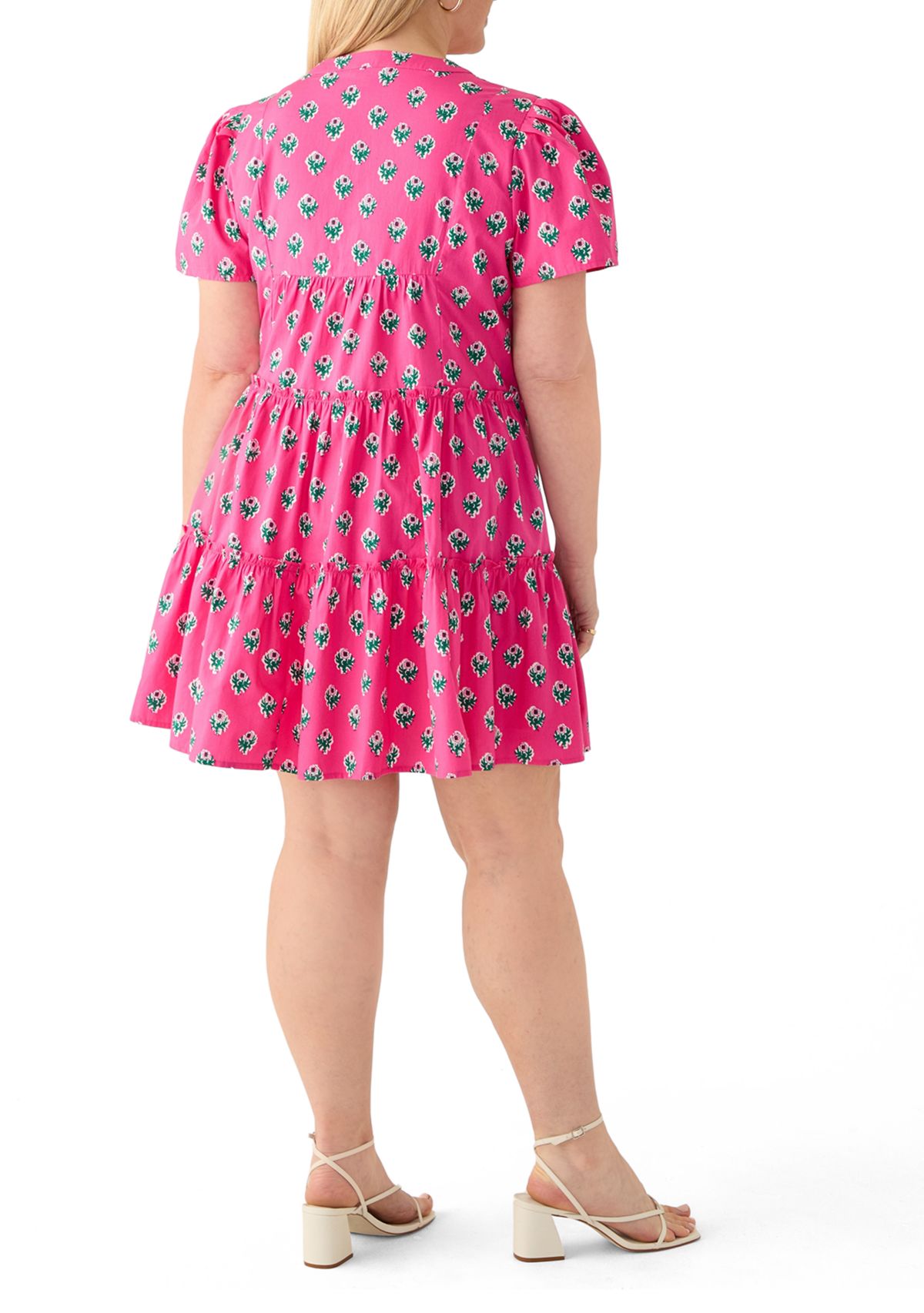 Plus Size Short Sleeve Tiered Dress 