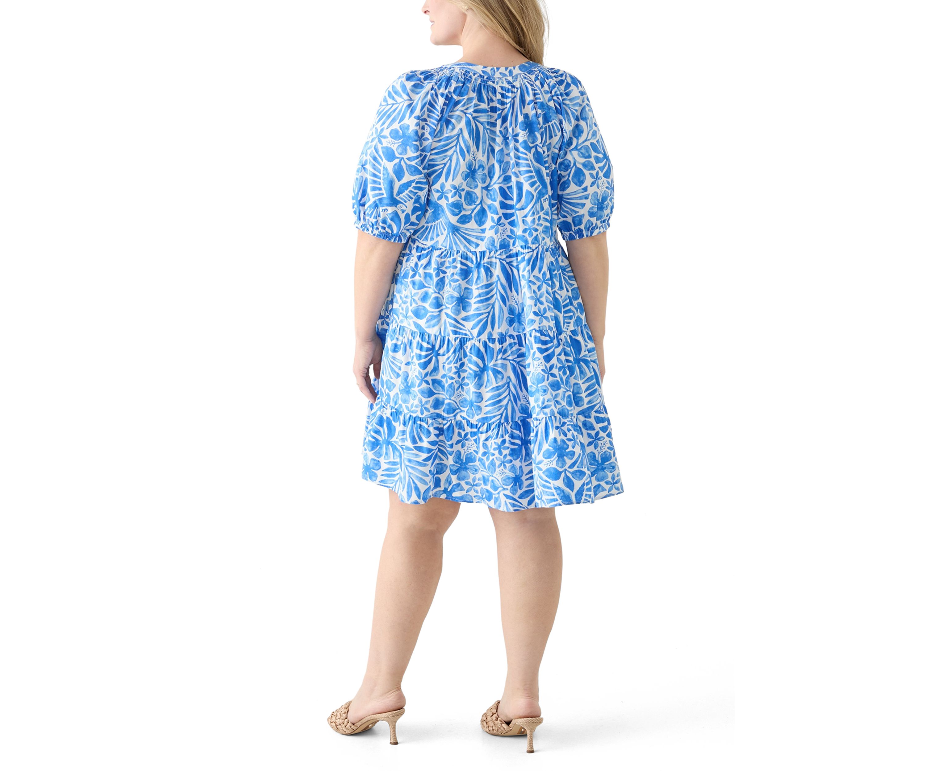 Plus Size Puff Sleeve Peasant Dress