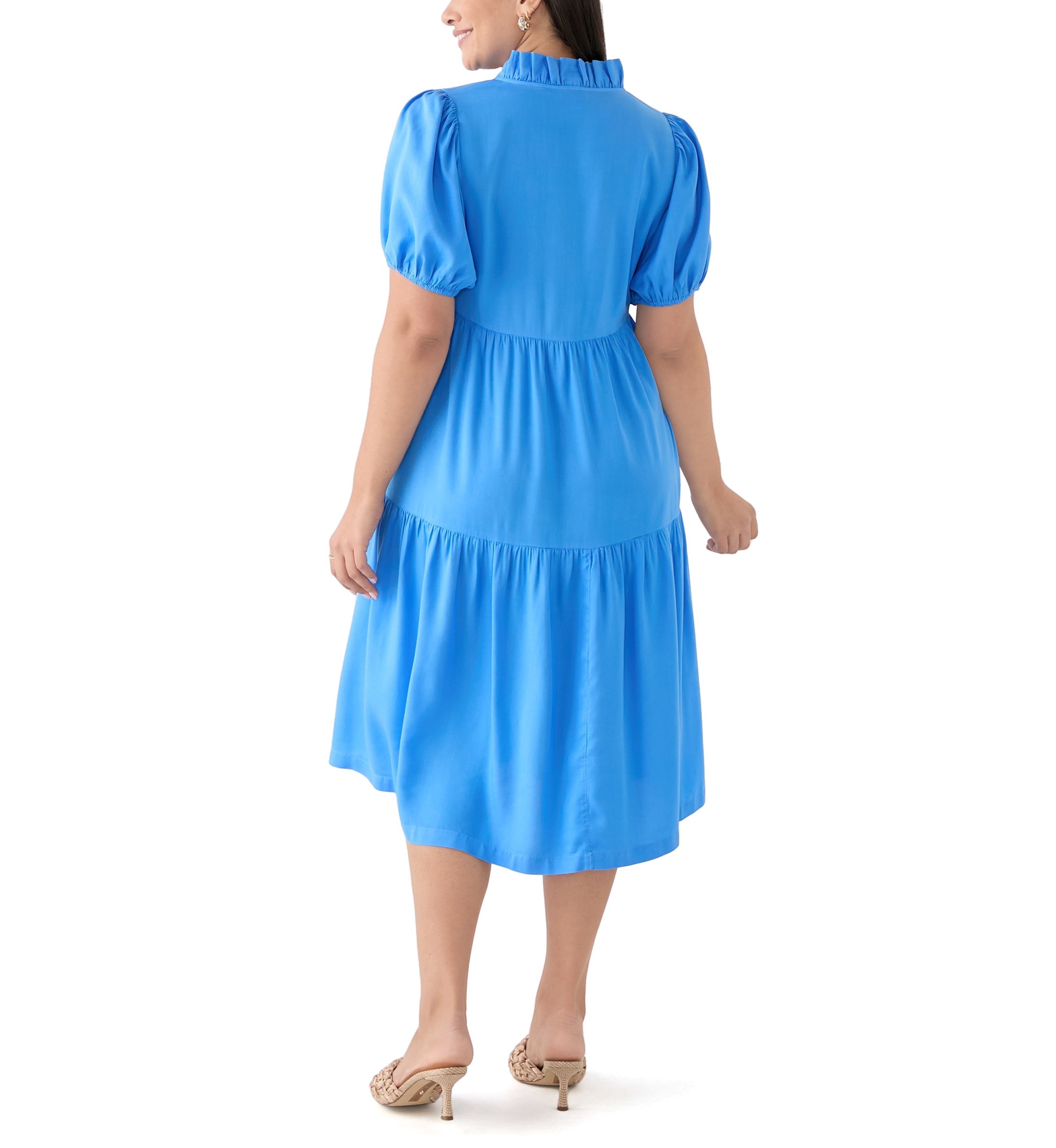 Plus Size Midi Ruffle Neck Dress