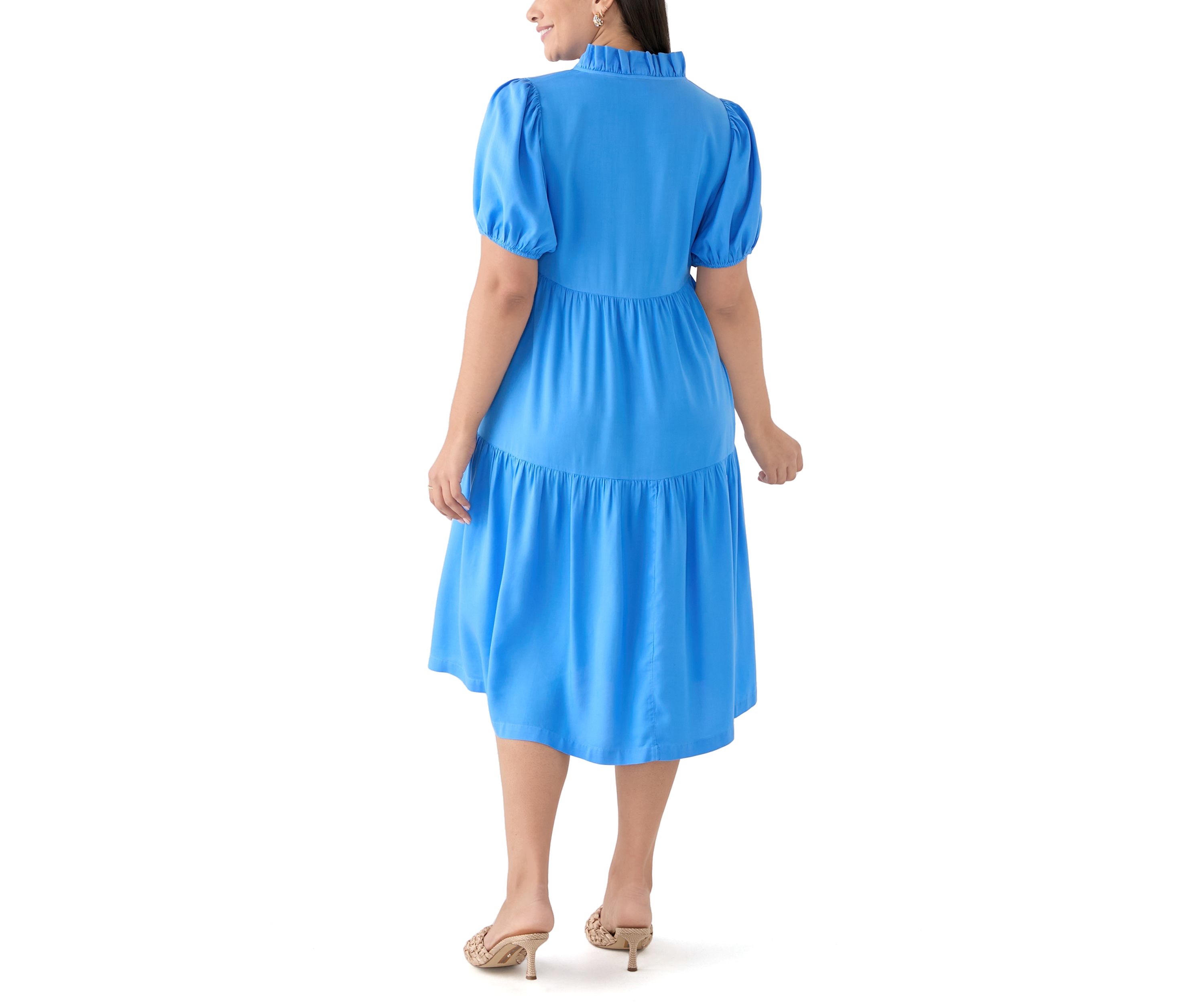 Plus Size Midi Ruffle Neck Dress