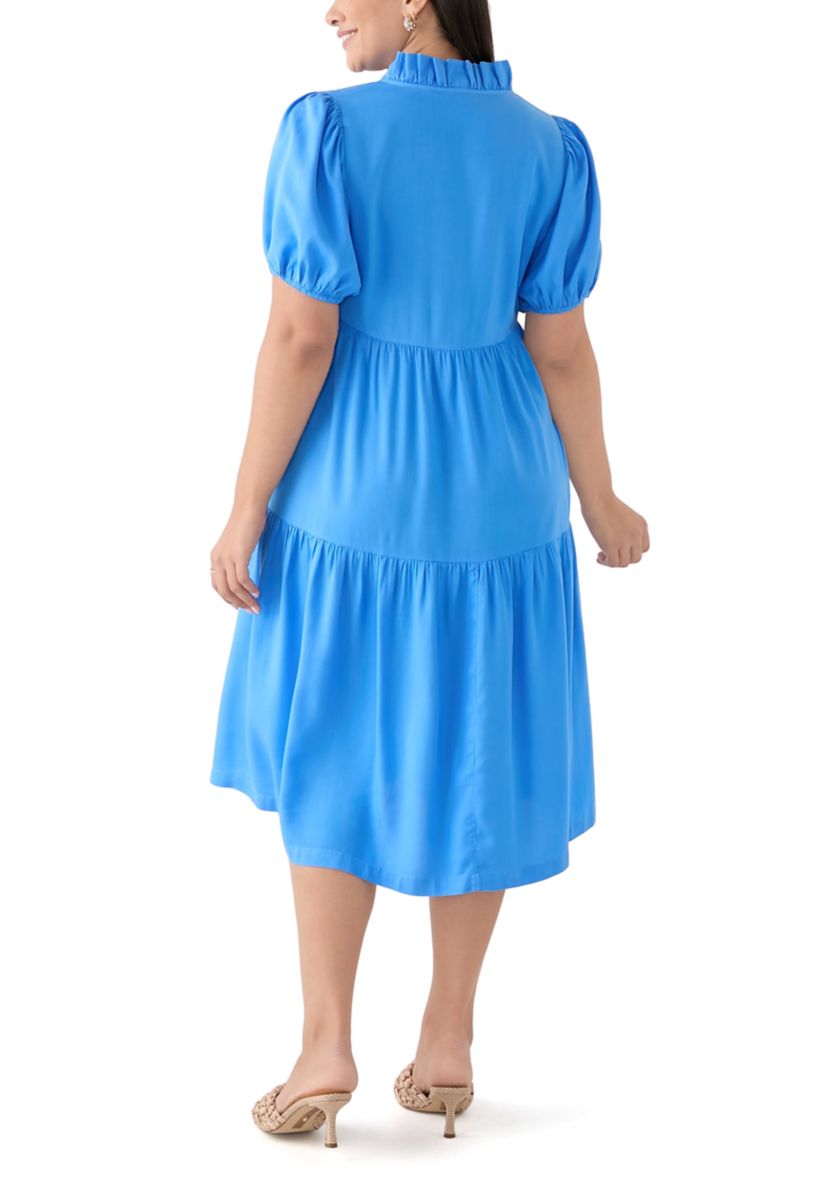 Plus Size Midi Ruffle Neck Dress