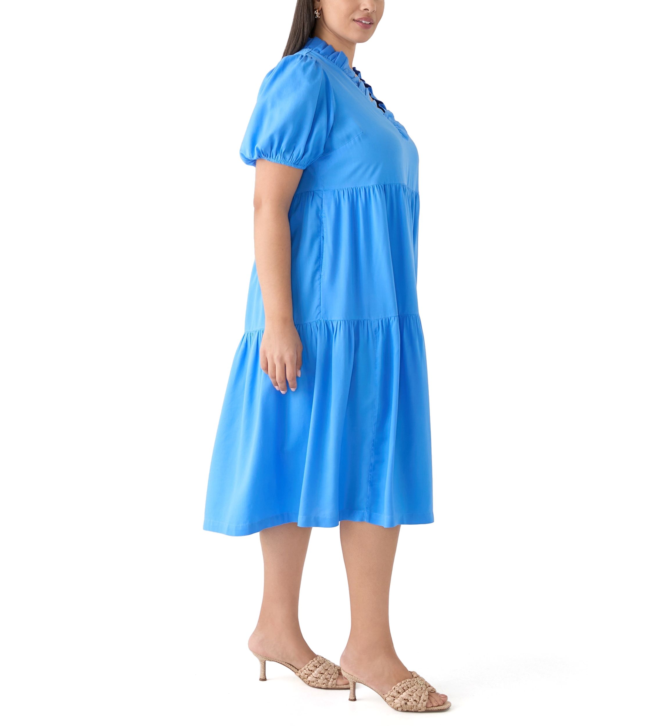Plus Size Midi Ruffle Neck Dress