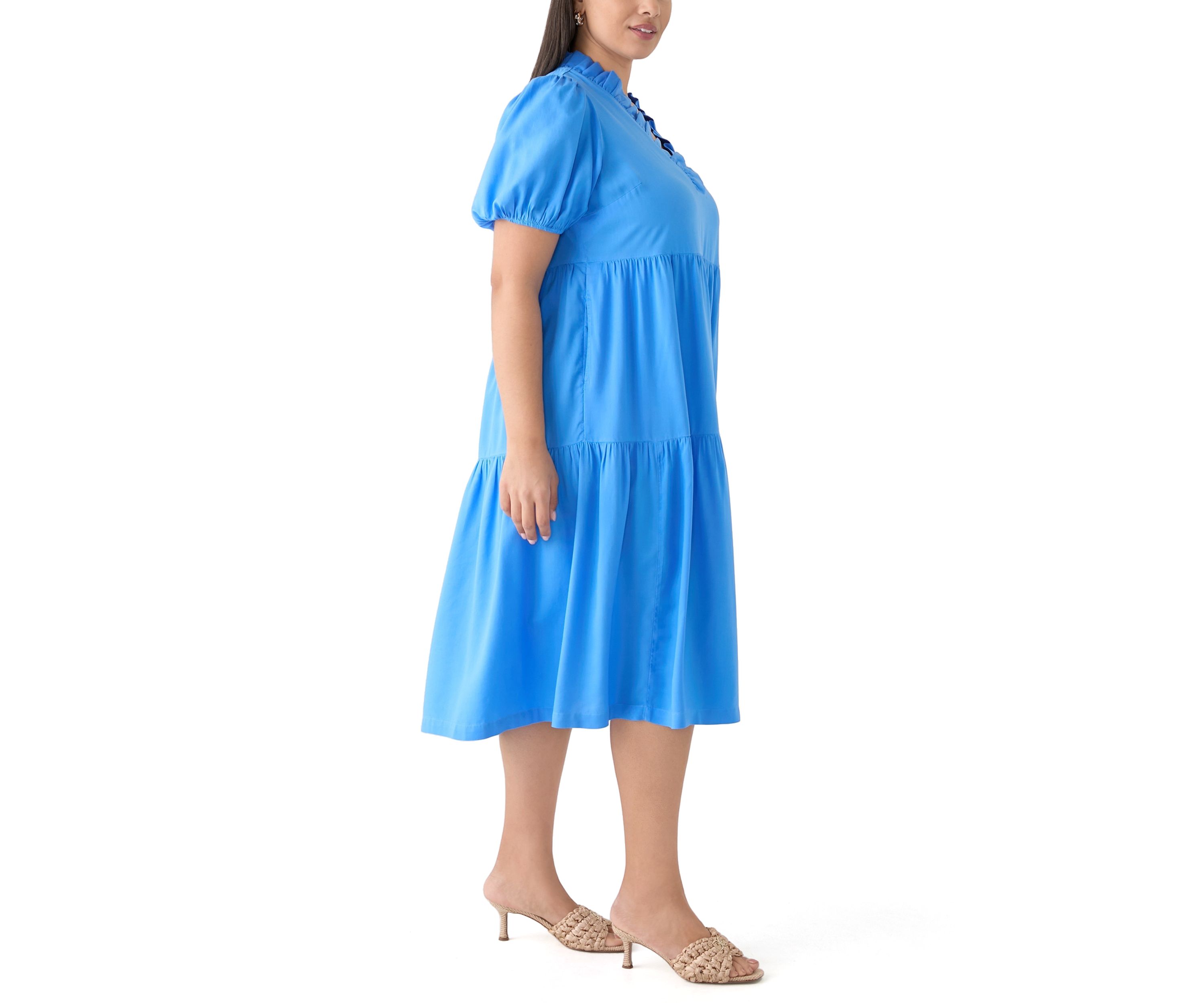 Plus Size Midi Ruffle Neck Dress