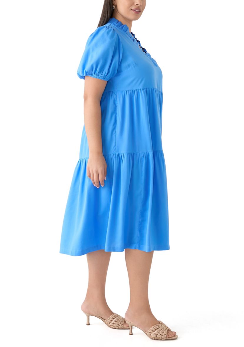 Plus Size Midi Ruffle Neck Dress