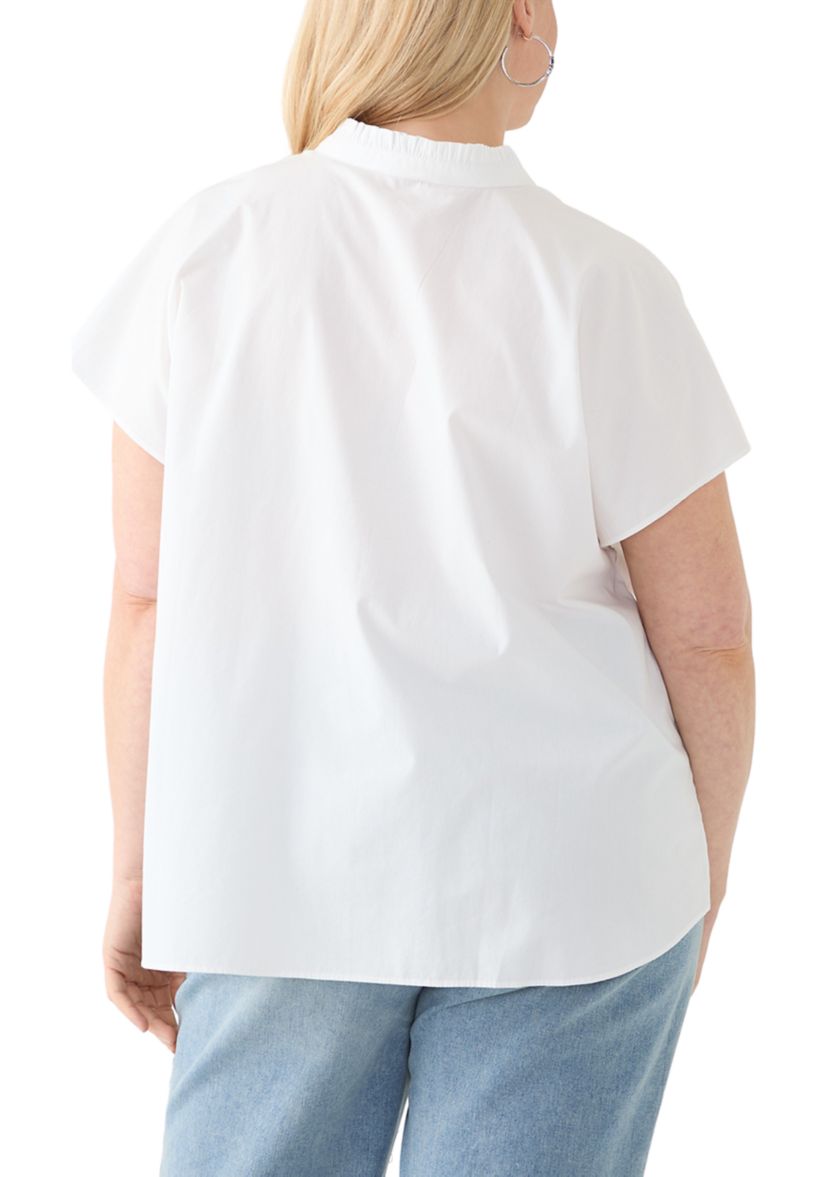 Plus Size Short Sleeve Dolman Ruffle Neck Top