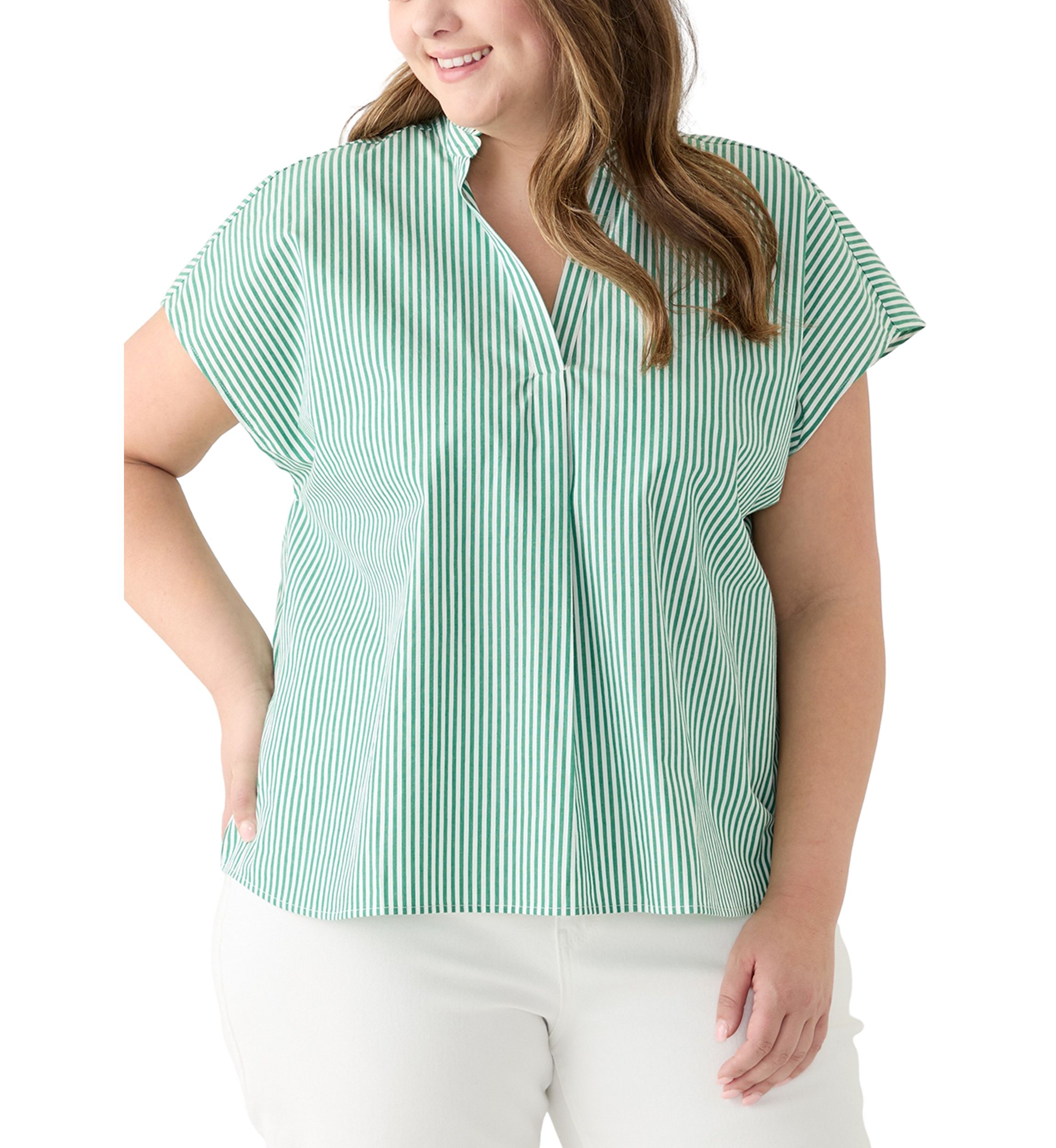 Plus Size Split Neck Top