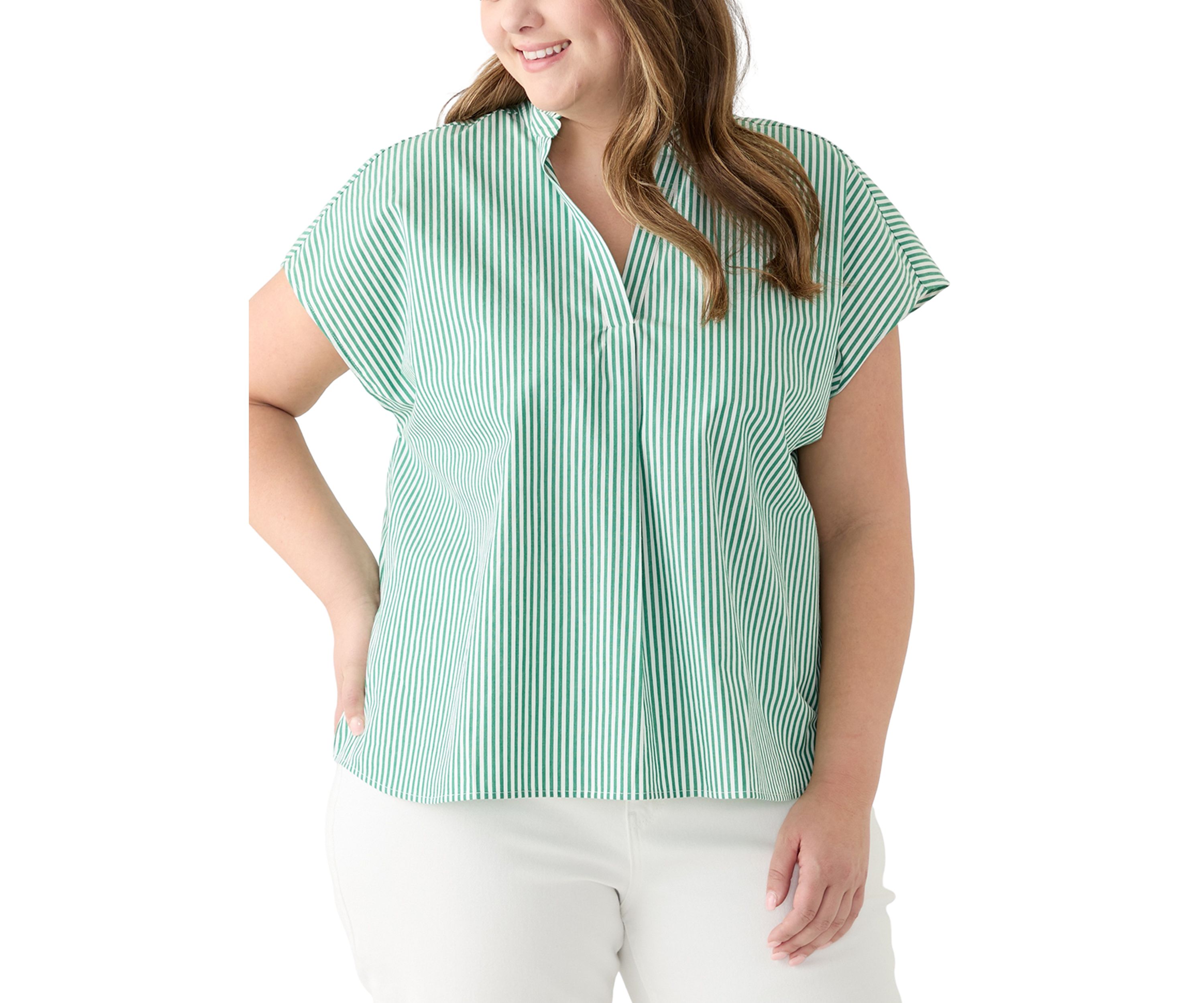 Plus Size Split Neck Top