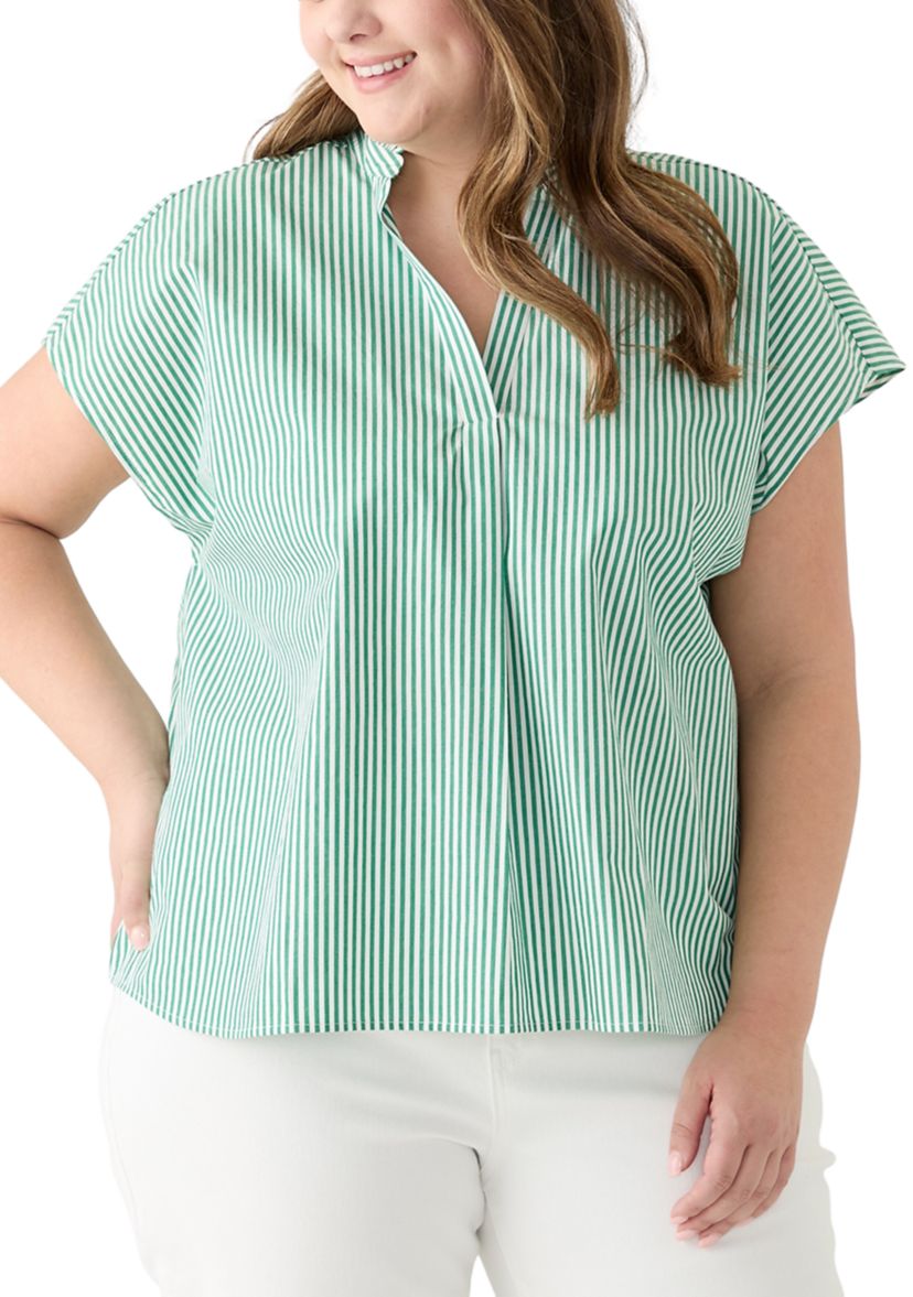 Plus Size Split Neck Top