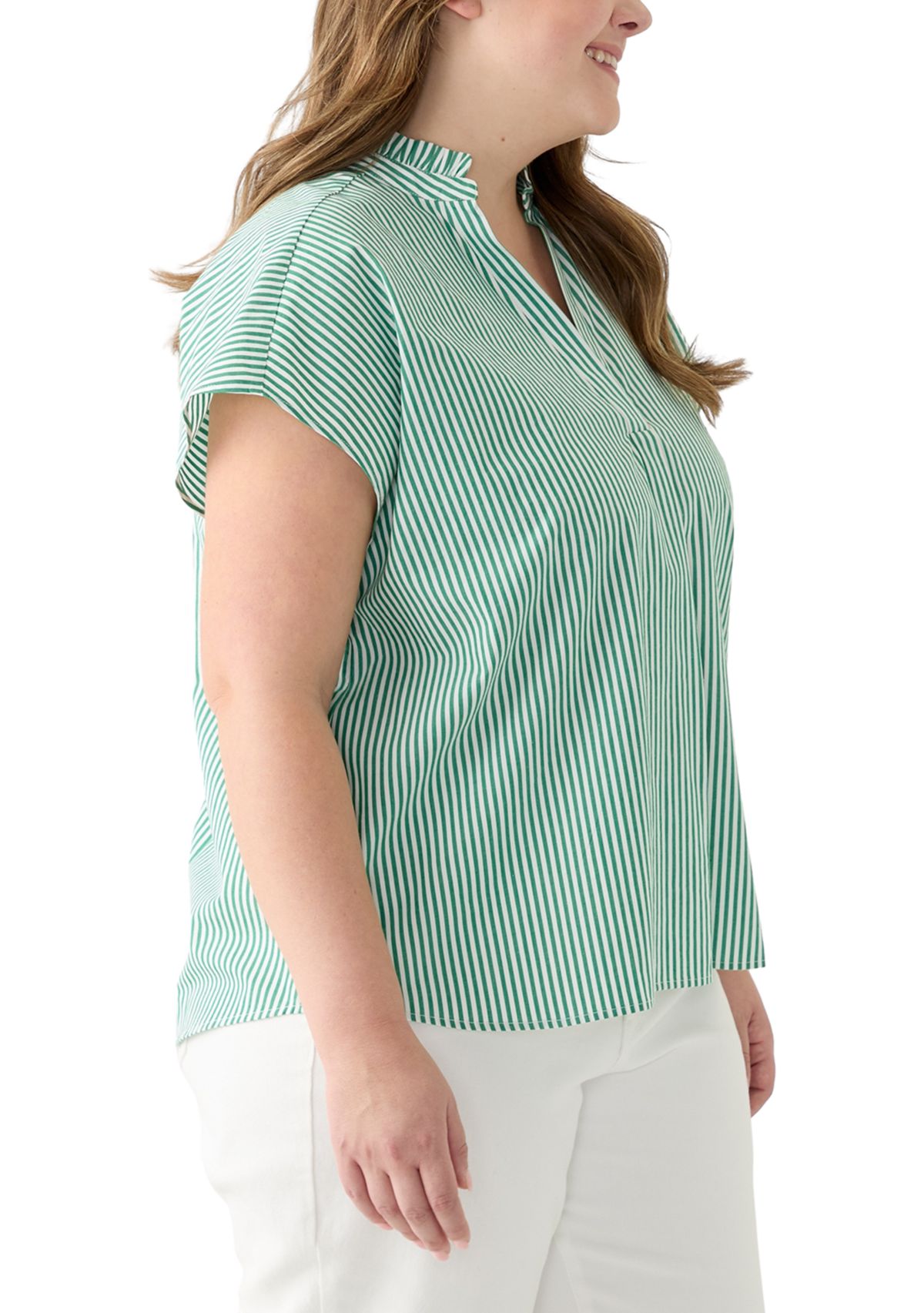 Plus Size Split Neck Top