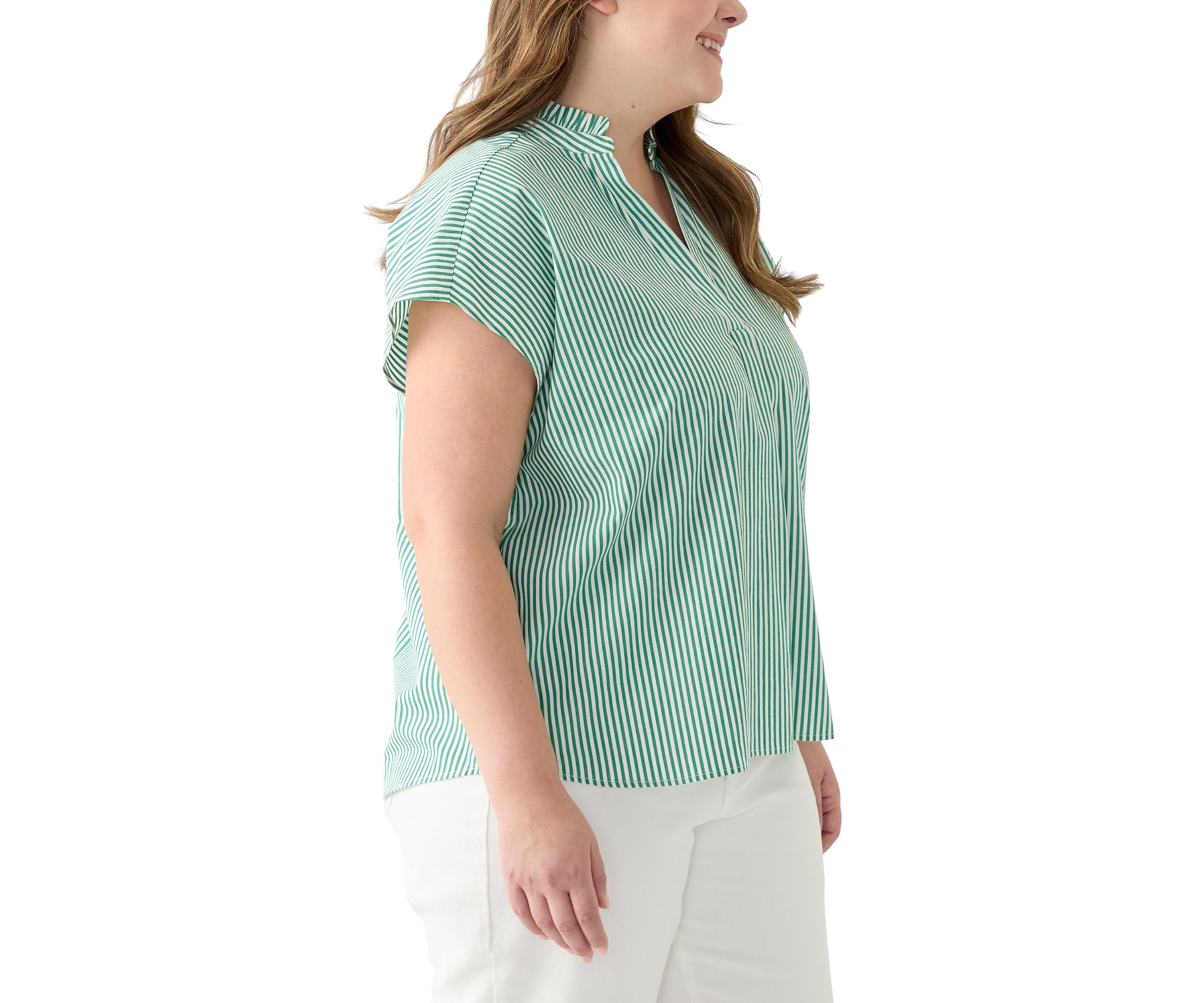 Plus Size Split Neck Top