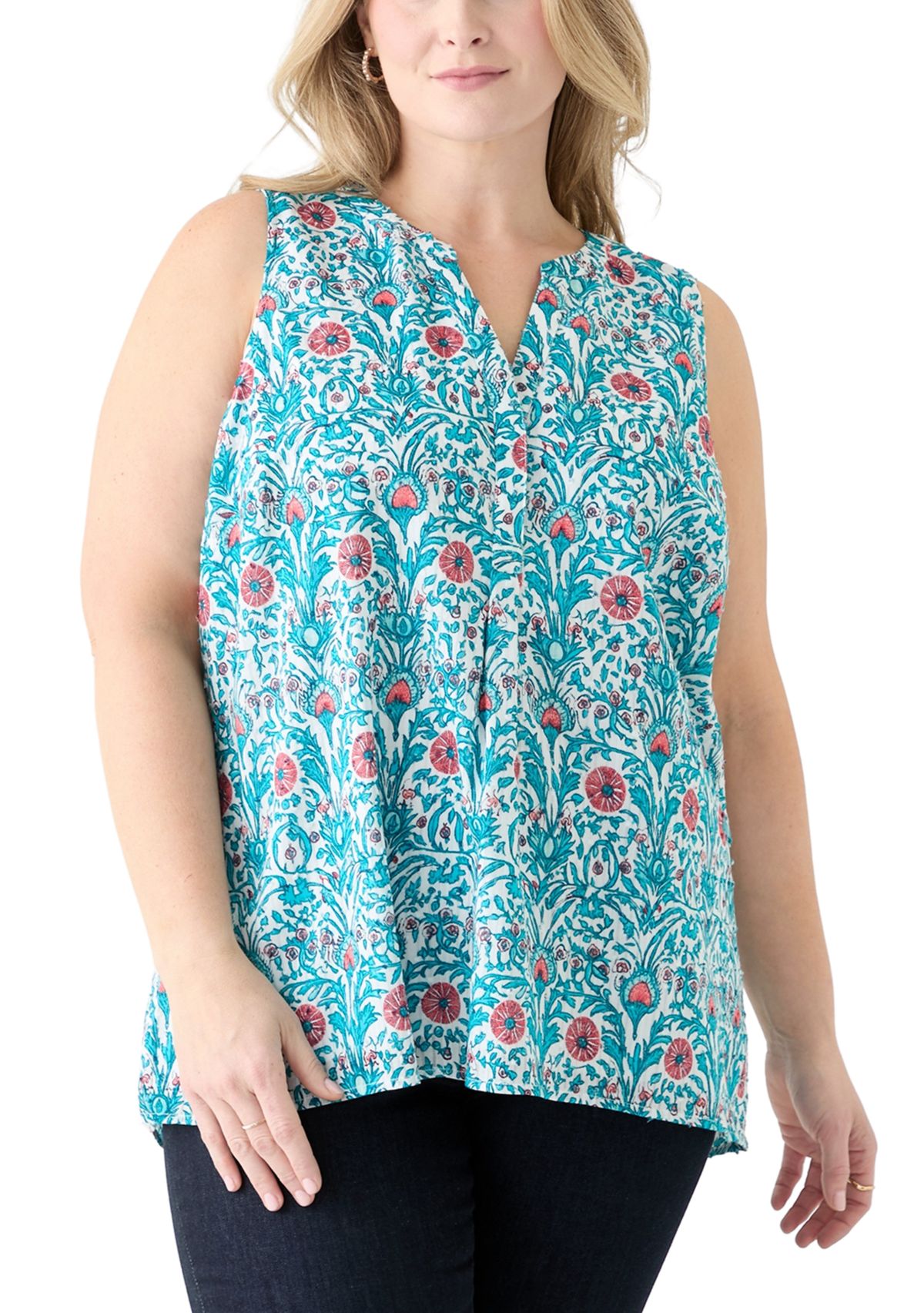 Plus Size Sleeveless Peasant Top 