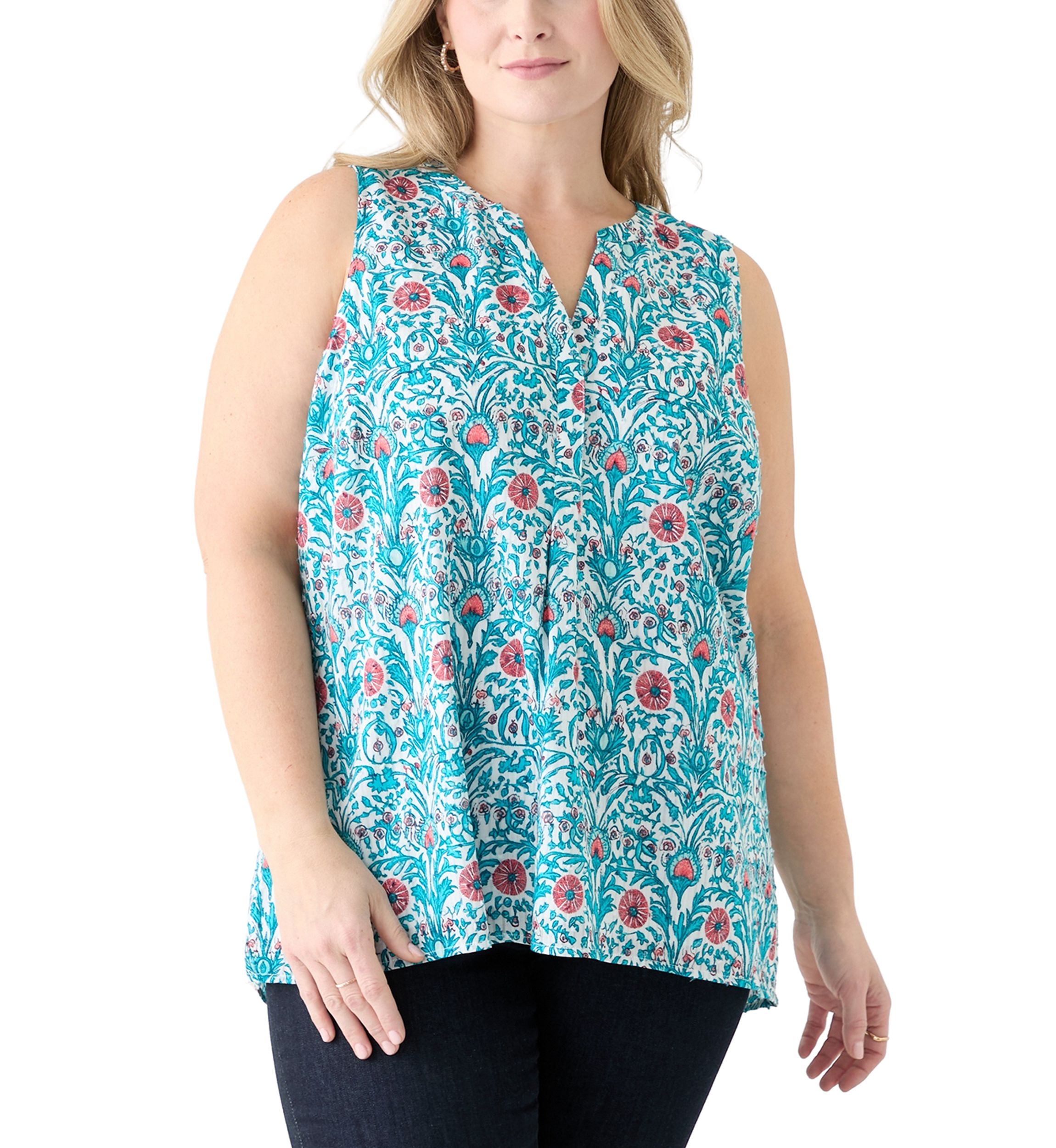 Plus Size Sleeveless Peasant Top 