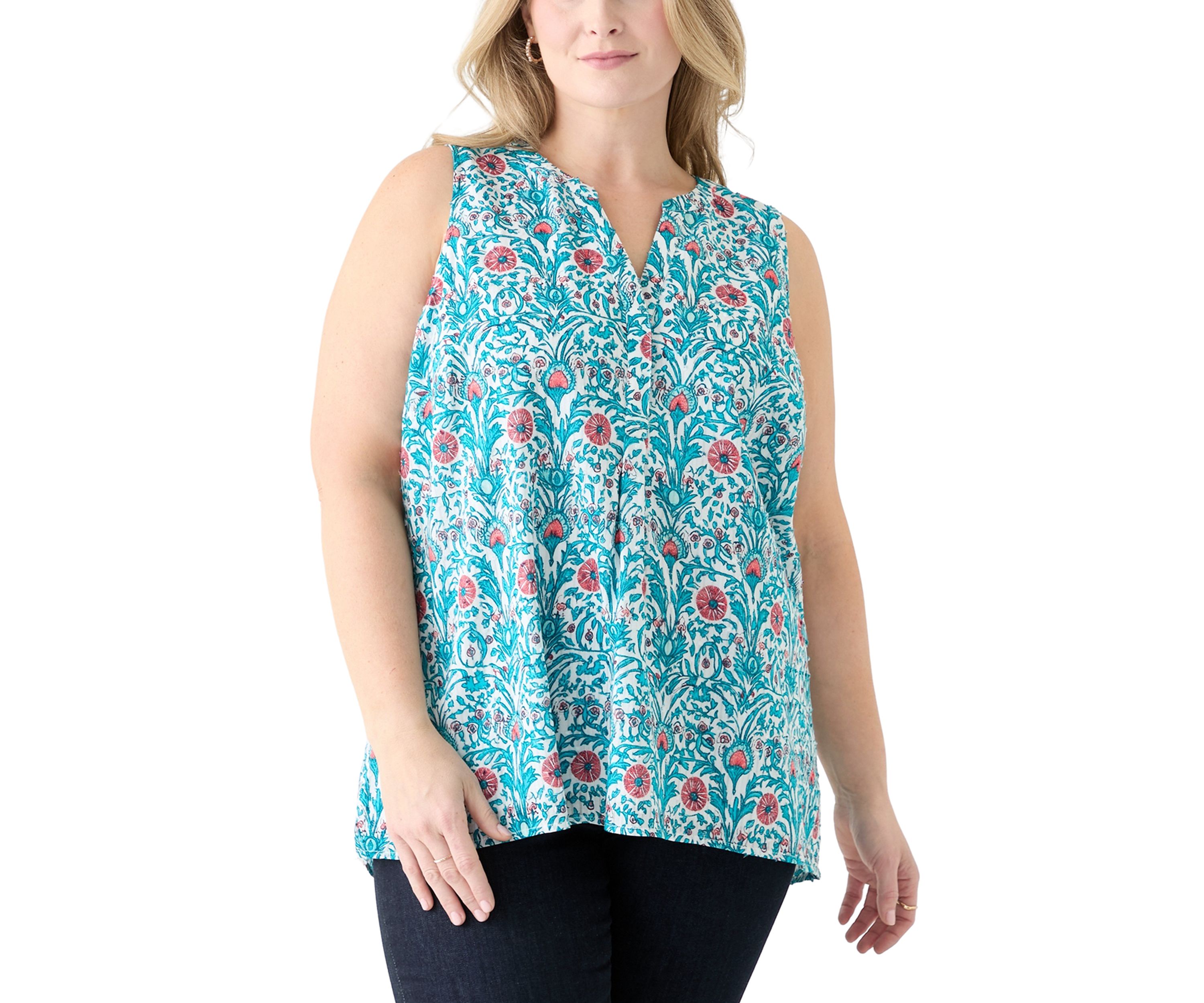 Plus Size Sleeveless Peasant Top 