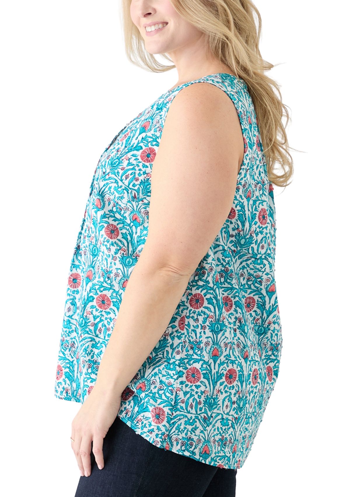 Plus Size Sleeveless Peasant Top 