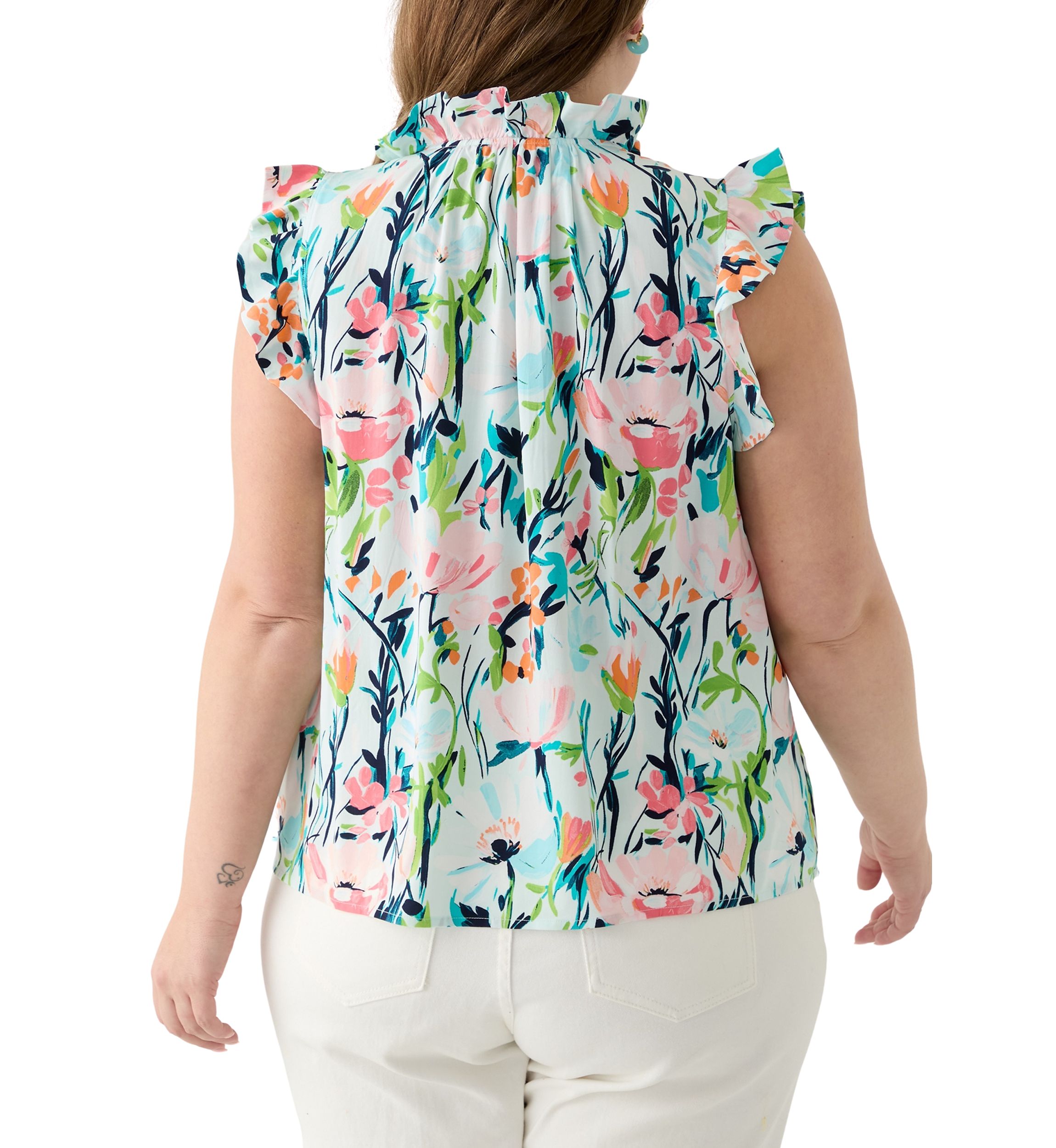 Plus Size Printed Ruffle Top