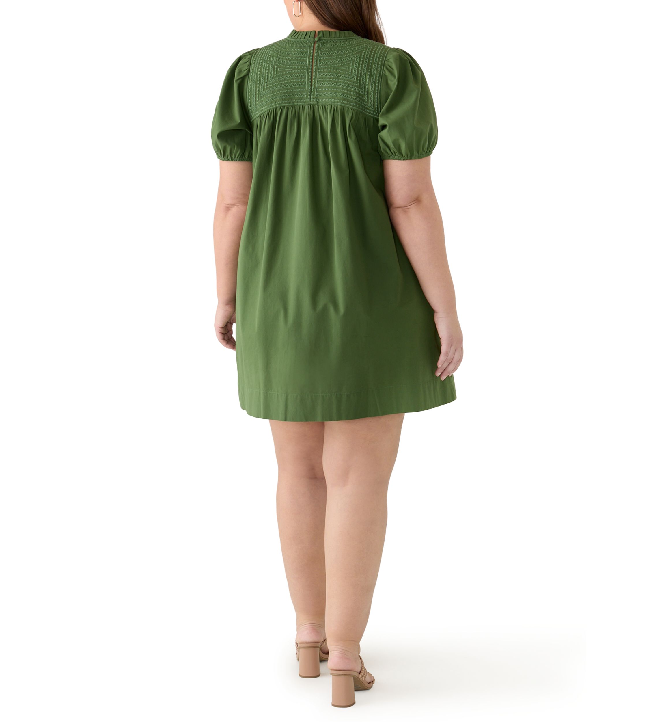 short sleeve green mini dress Crown & Ivy™ Plus Size Front Yoke Starlight