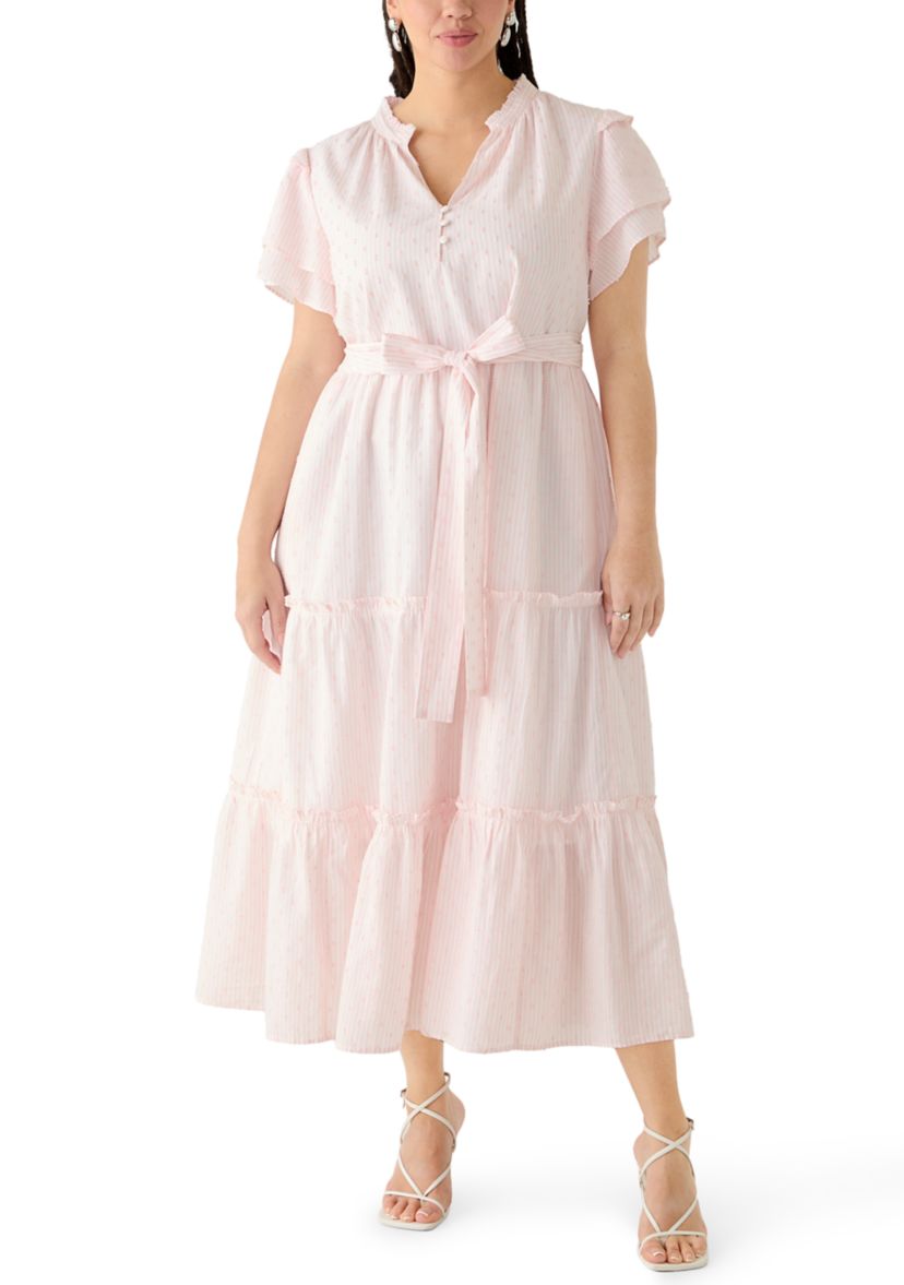 strapless open back dress Light Pink Textured Flutter Sleeve Square Neck Bow Back Mini Dress main image 0