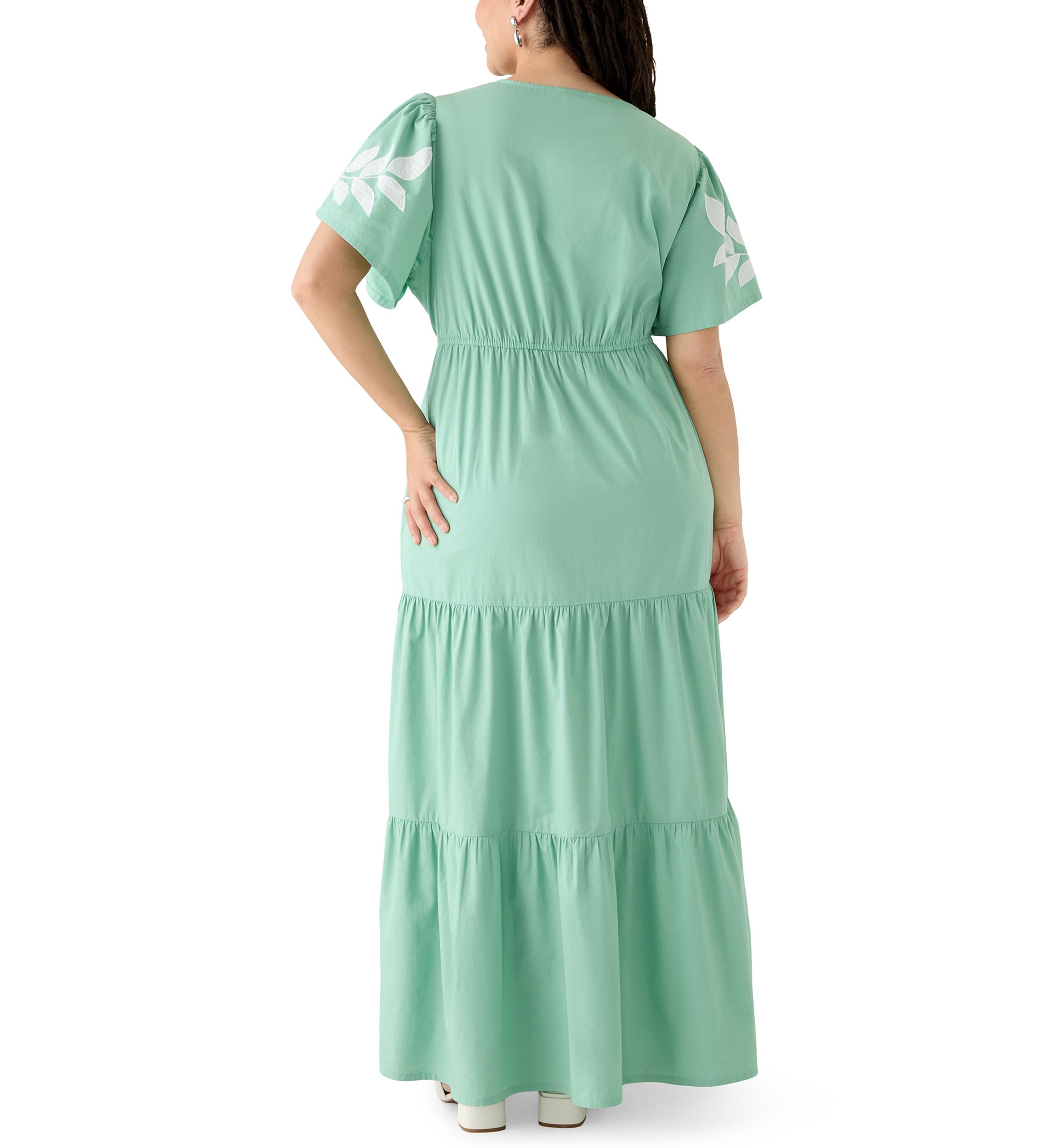 slim fit dress slacks Light Green High Neck Puff Sleeve Plus Dress – PinkBlush main image 0