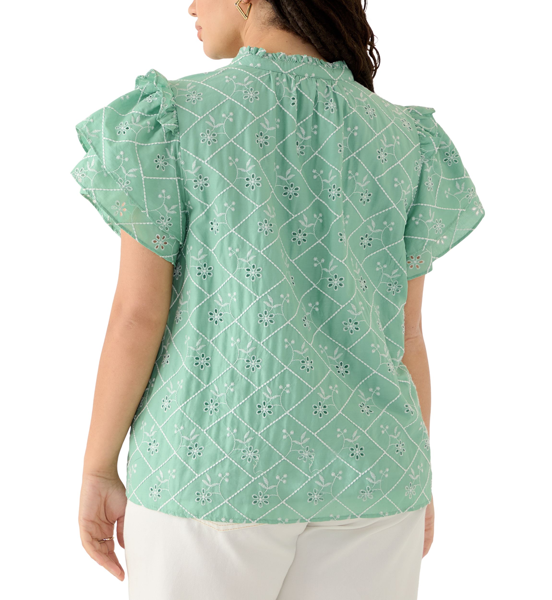 Haut Manches Bouffantes Crown & Ivy Taille 8 – Occasion Très Bon état, Rayé Bleu Et Blanc, Quotidien